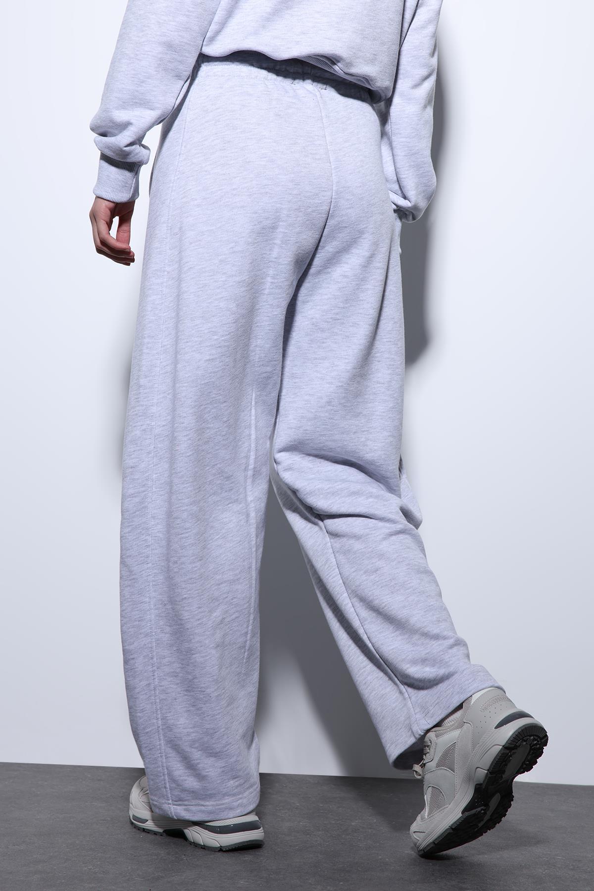 Antioch-Antioch Gri Melanj Basic Düz Paça Kadın Eşofman Altı-Eşofman-6-Milagron.com