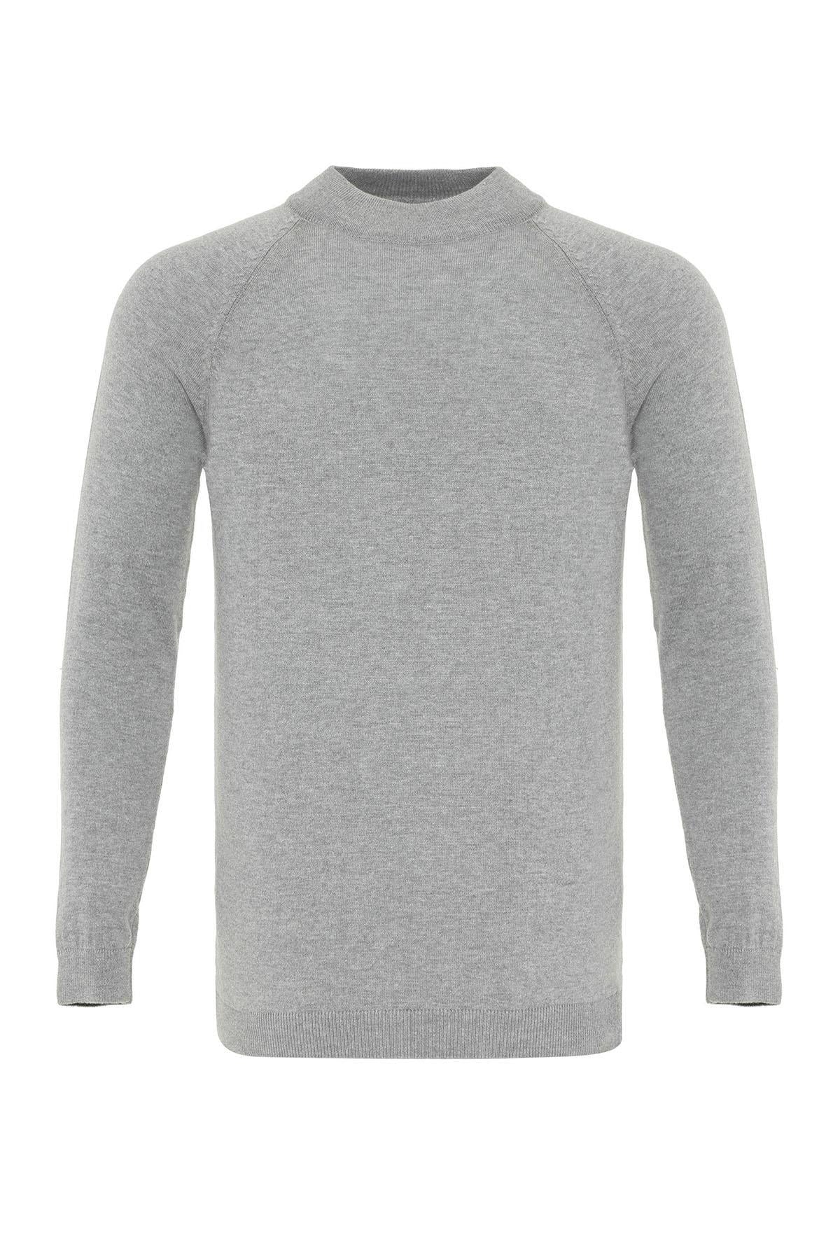 Antioch-Gri Melanj Bisiklet Yaka Slim Fit Triko Kazak-Kazak & Triko-6-Milagron.com