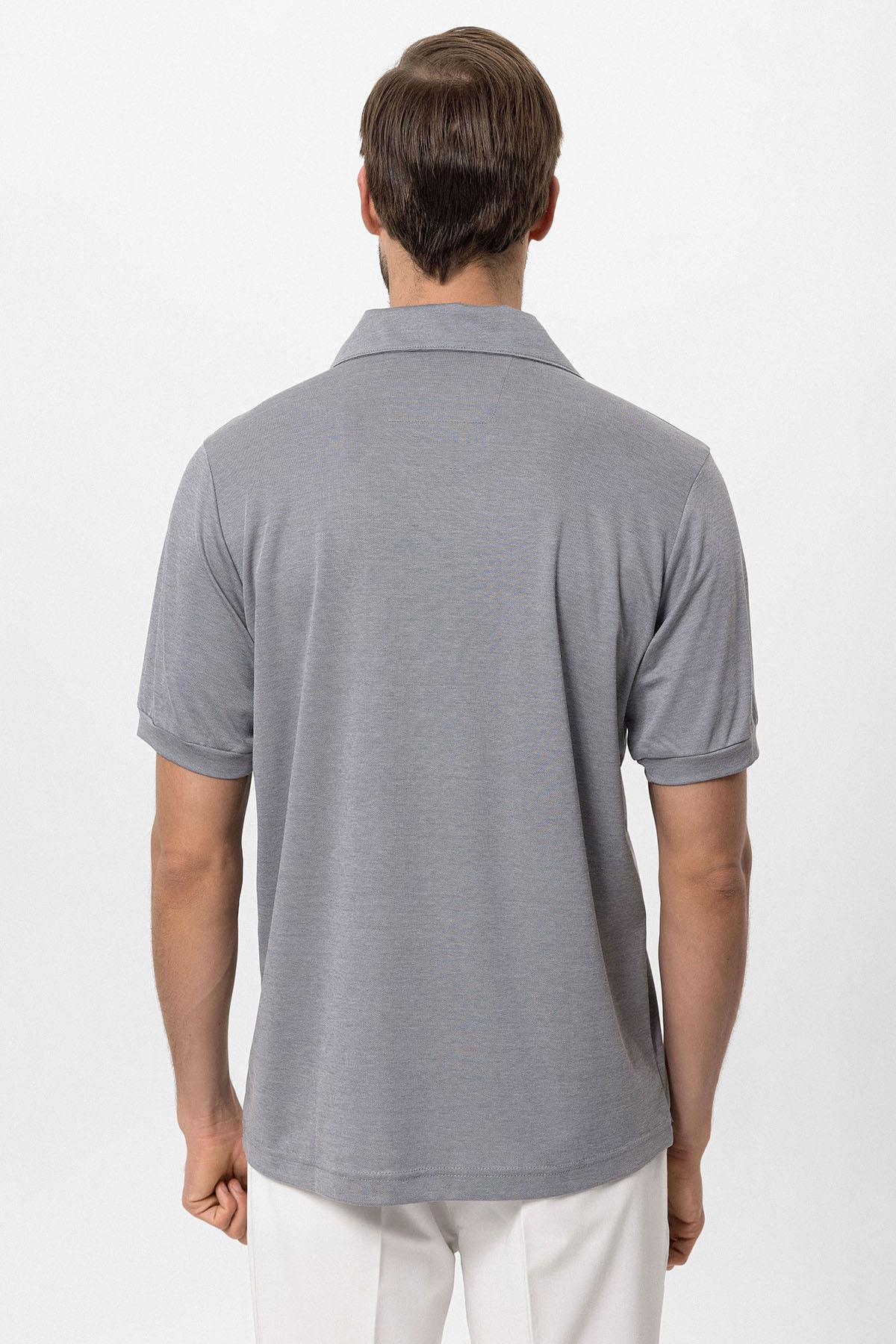 Antioch-Gri Regular Fit Apaş Yaka Erkek T Shirt-T-Shirts-6-Milagron.com