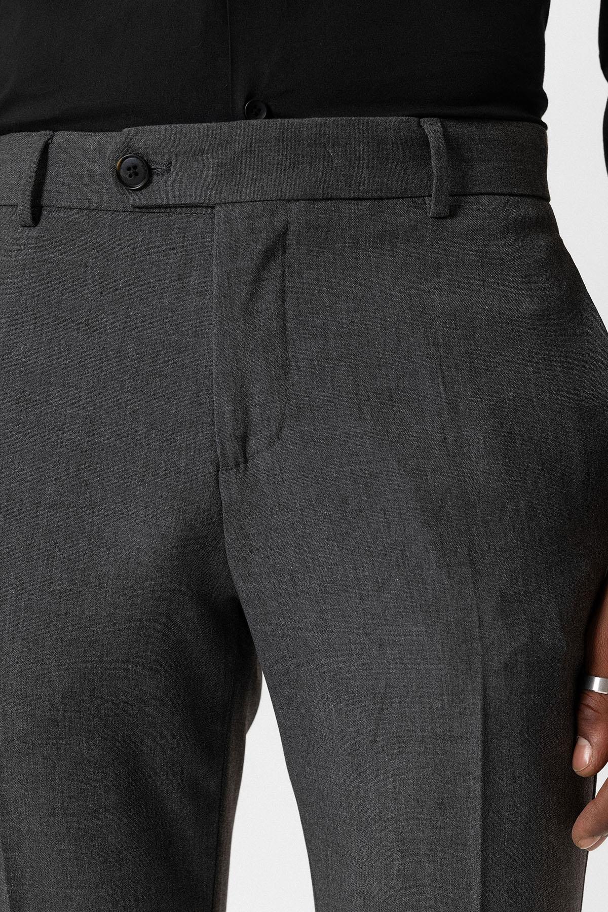 Antioch-Gri Regular Fit Duble Paça Erkek Pantolon-Kumaş Pantolon-4-Milagron.com