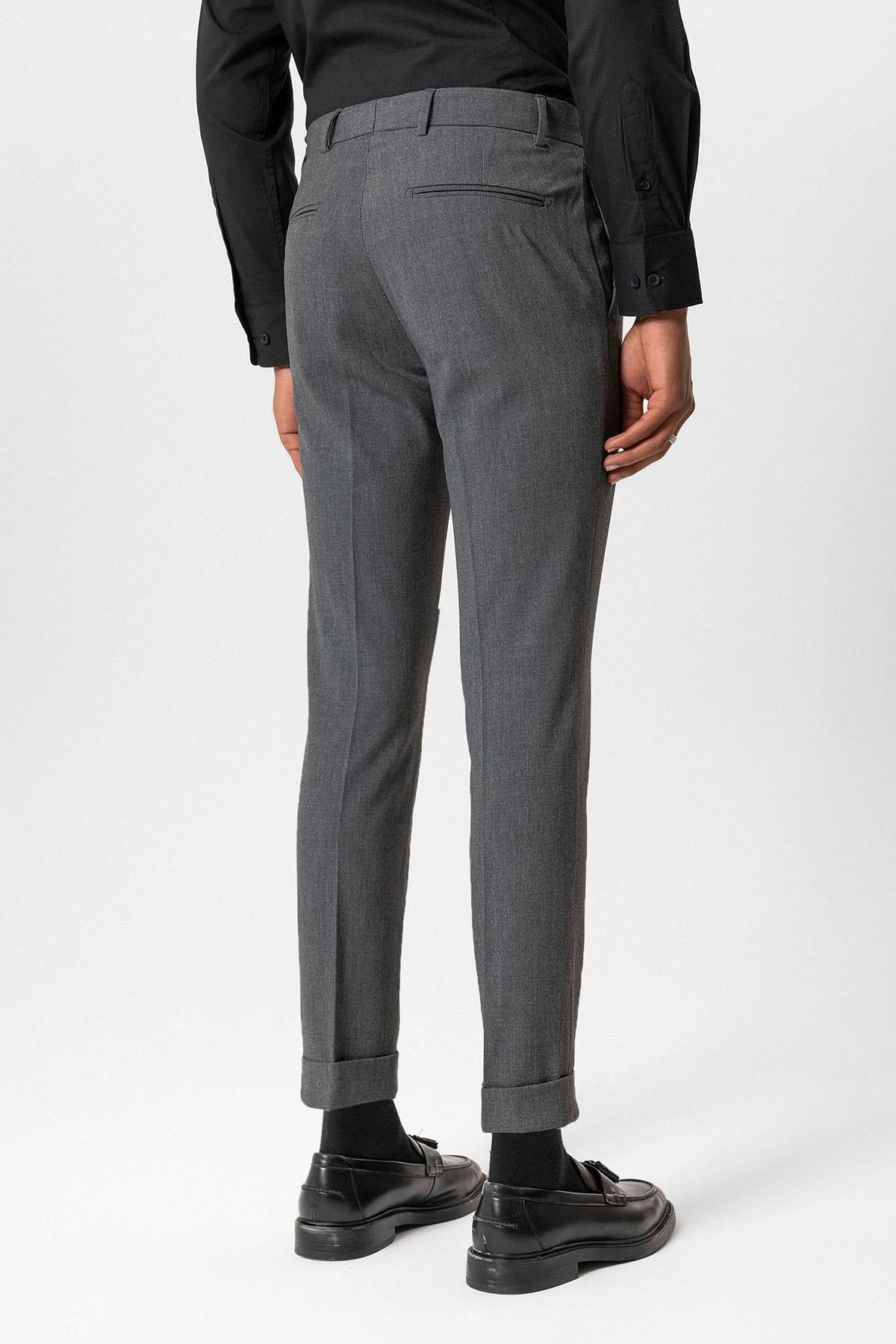 Antioch Gri Regular Fit Duble Paça Erkek Pantolon