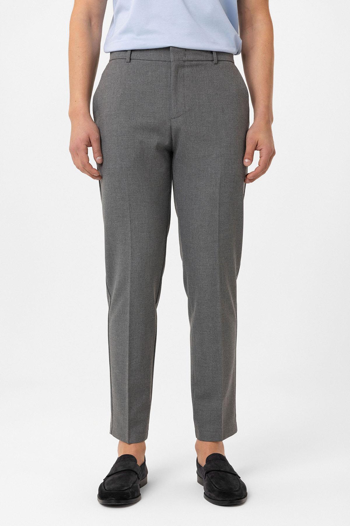 Antioch-Gri Slim Fit Comfort Erkek Pantolon-Kumaş Pantolon-1-Milagron.com