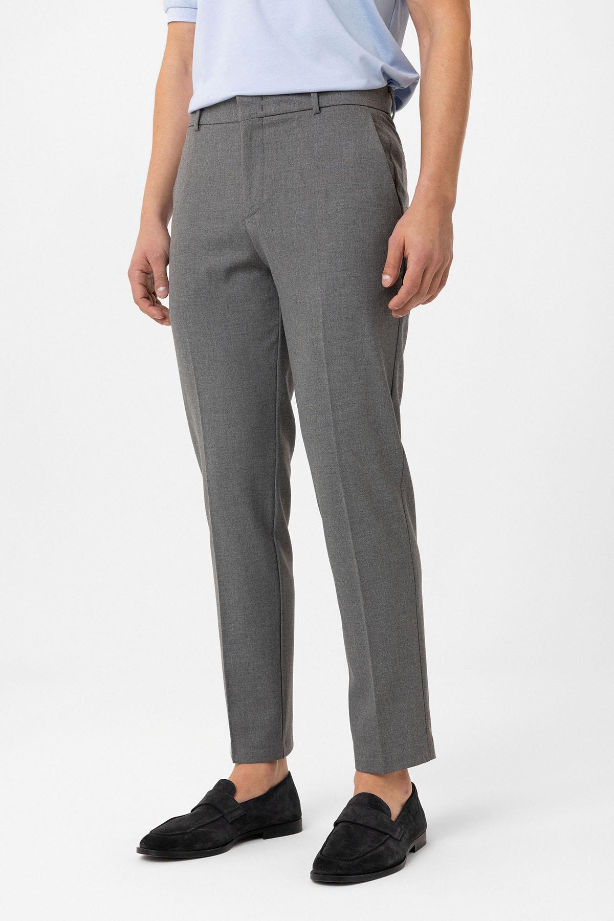 Antioch-Gri Slim Fit Comfort Erkek Pantolon-Kumaş Pantolon-2-Milagron.com