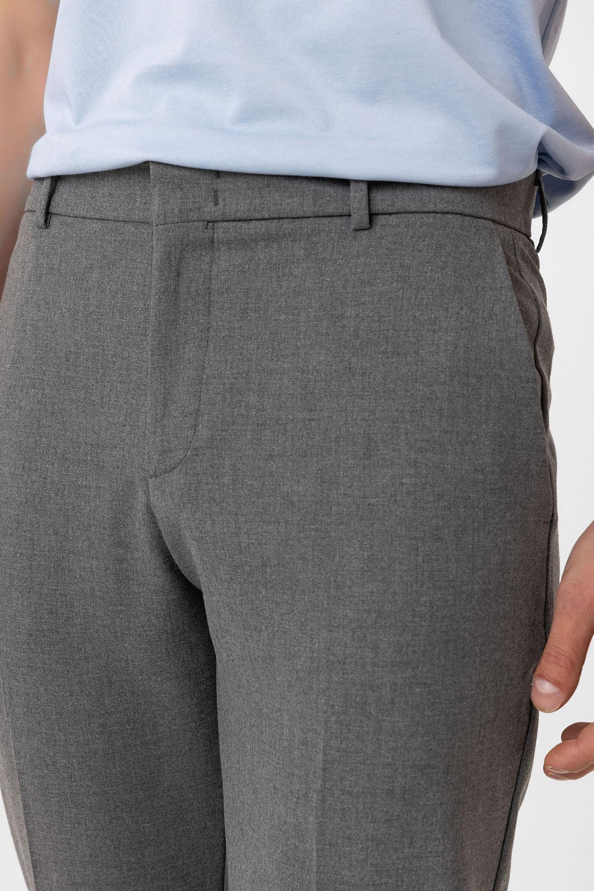 Antioch-Gri Slim Fit Comfort Erkek Pantolon-Kumaş Pantolon-3-Milagron.com