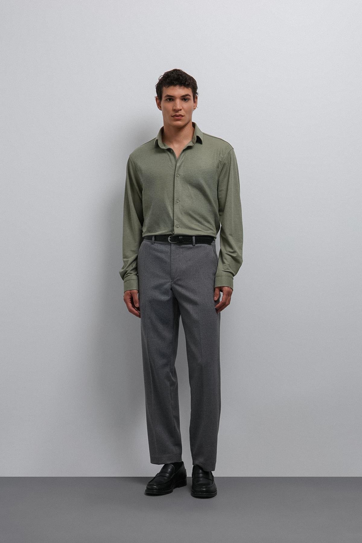 Antioch-Gri Tapered Fit Erkek Pantolon-Kumaş Pantolon-1-Milagron.com