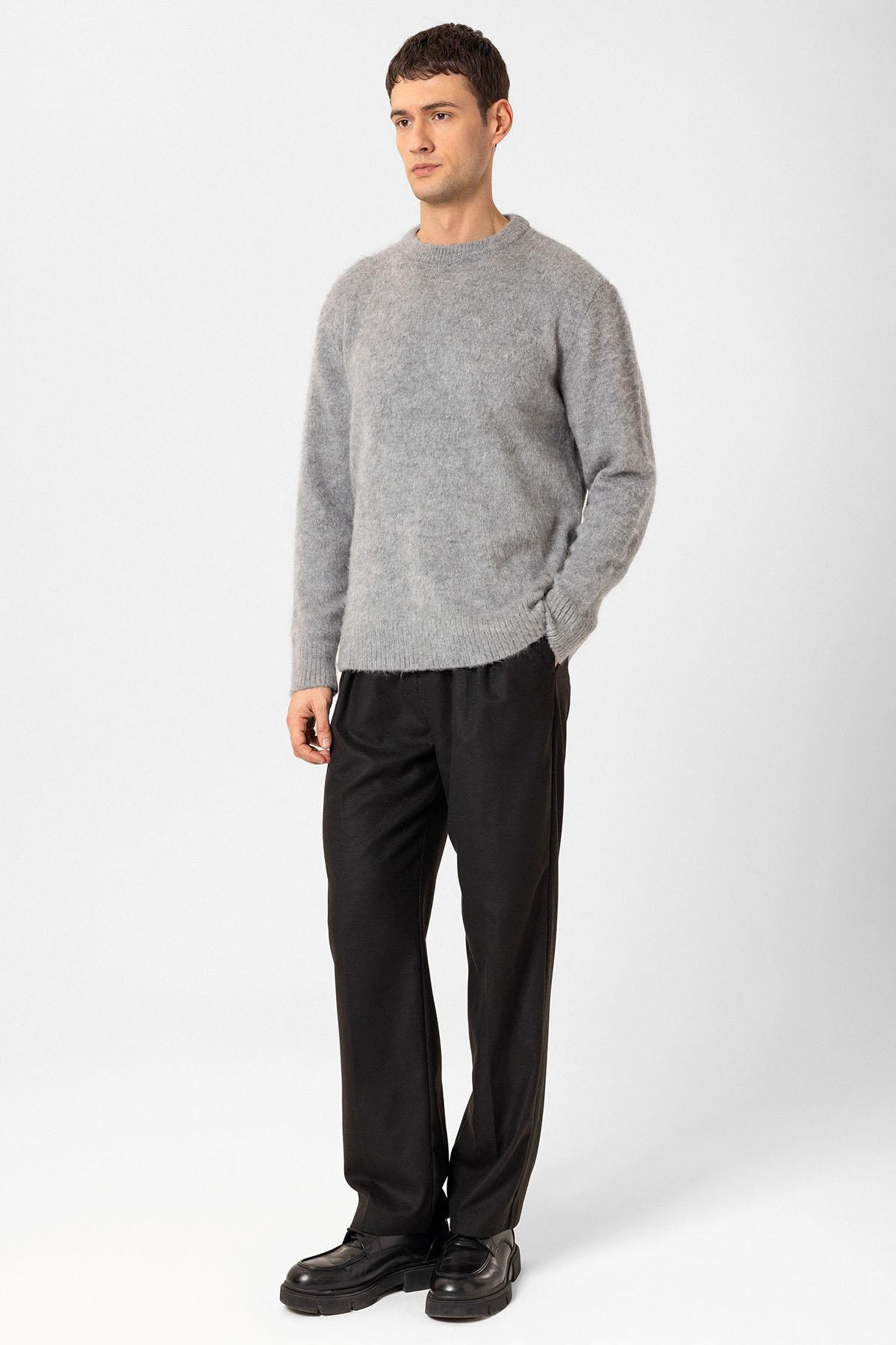 Antioch-Gri Yumuşak Dokulu Erkek Kazak-Kazak & Triko-2-Milagron.com