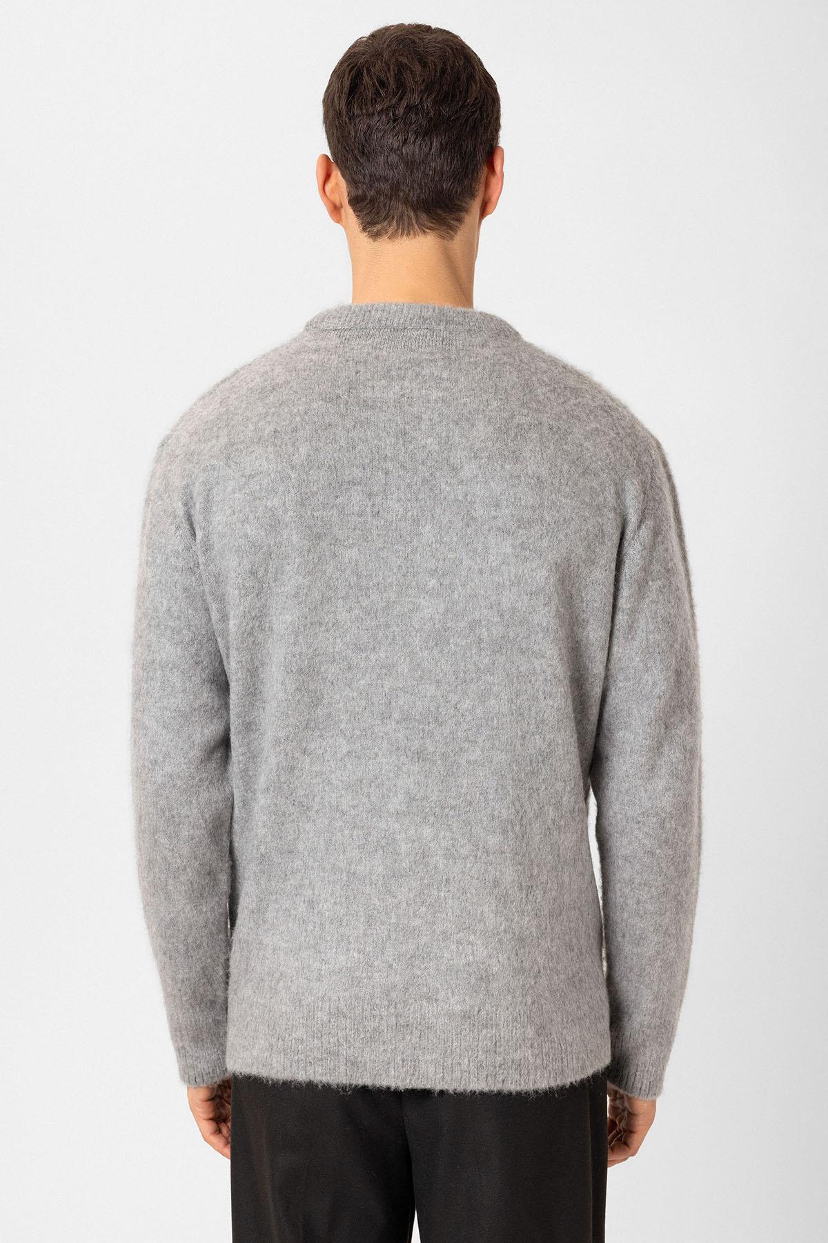 Antioch-Gri Yumuşak Dokulu Erkek Kazak-Kazak & Triko-5-Milagron.com