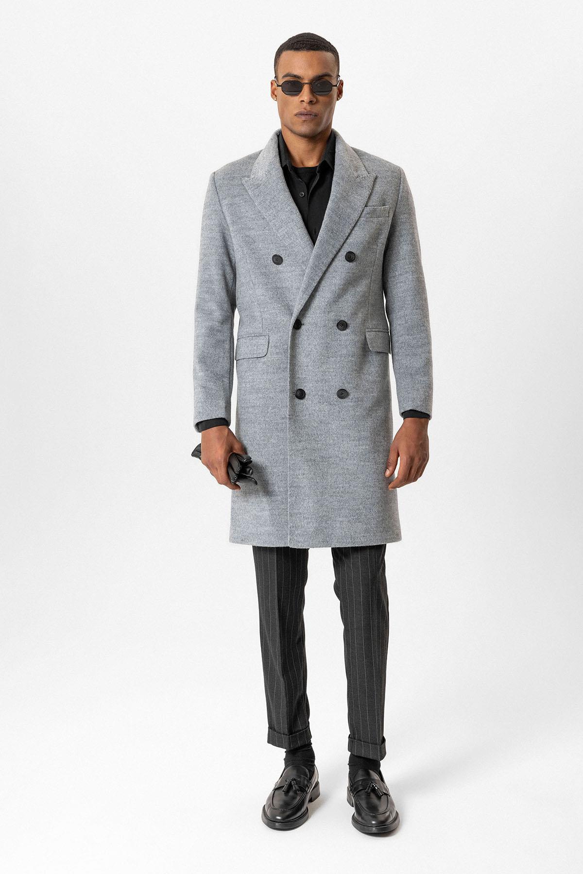 Antioch-Gri Yün Karışımlı Kruvaze Erkek Kaban-Kaban-2-Milagron.com