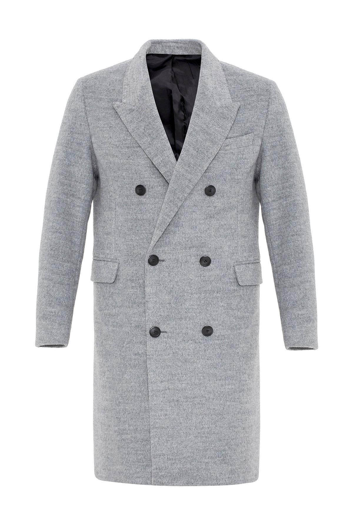 Antioch-Gri Yün Karışımlı Kruvaze Erkek Kaban-Kaban-6-Milagron.com