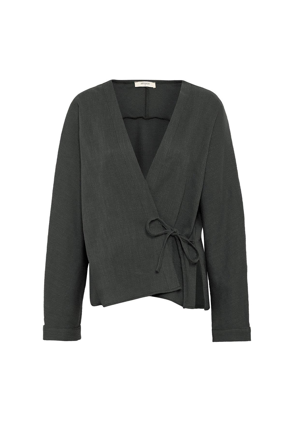 Antioch-Haki Bağlamalı Kimono Kadın Gömlek-Gömlek-5-Milagron.com