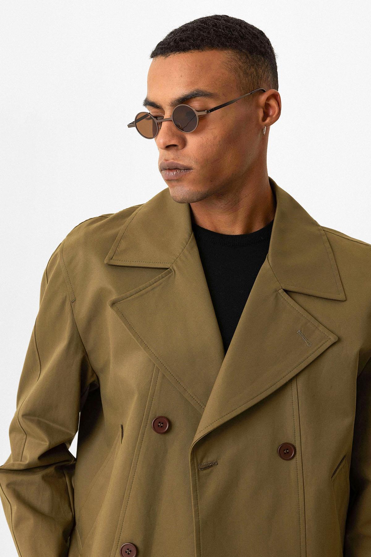 Antioch-Haki Crop Fit Erkek Trençkot-Trençkot-3-Milagron.com