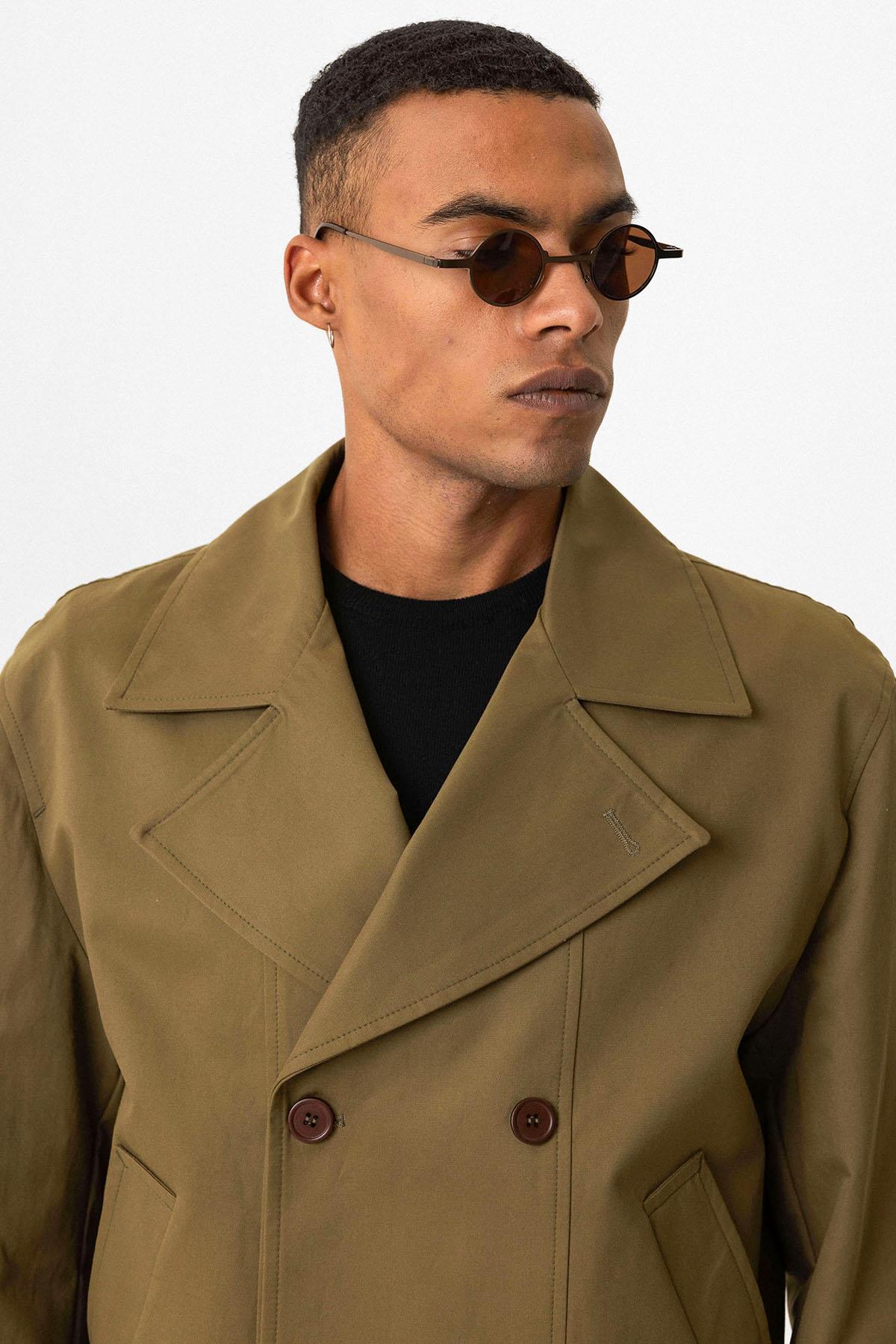 Antioch-Haki Crop Fit Erkek Trençkot-Trençkot-4-Milagron.com