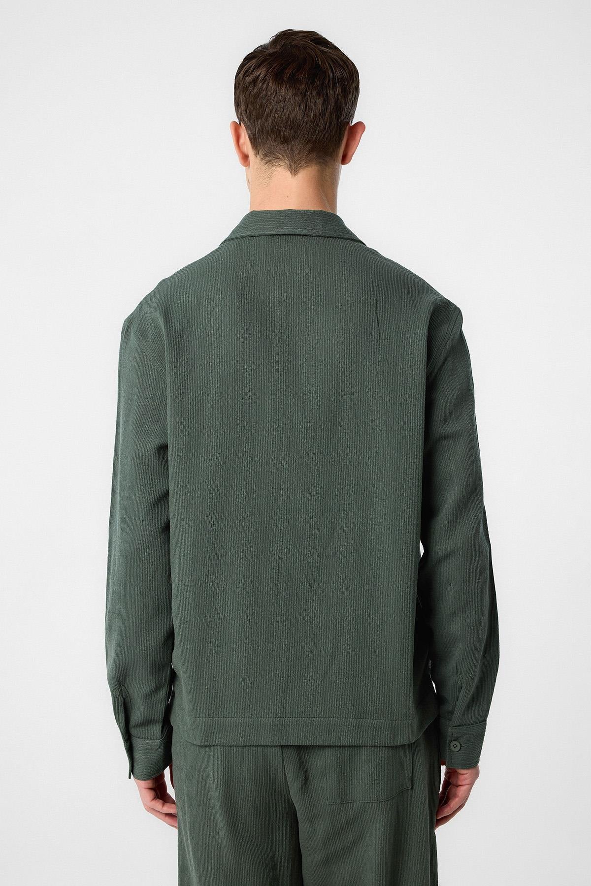 Antioch-Antioch Haki Dokulu Erkek Gömlek-Gömlek-4-Milagron.com