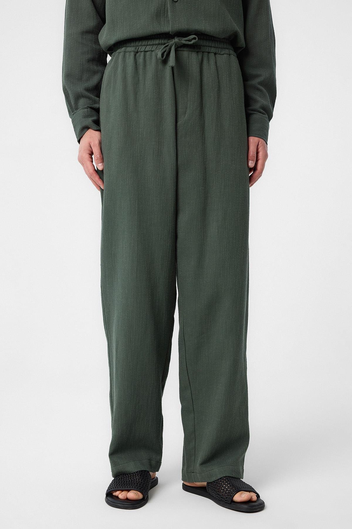 Antioch-Haki Dokulu Erkek Pantolon-Kumaş Pantolon-1-Milagron.com