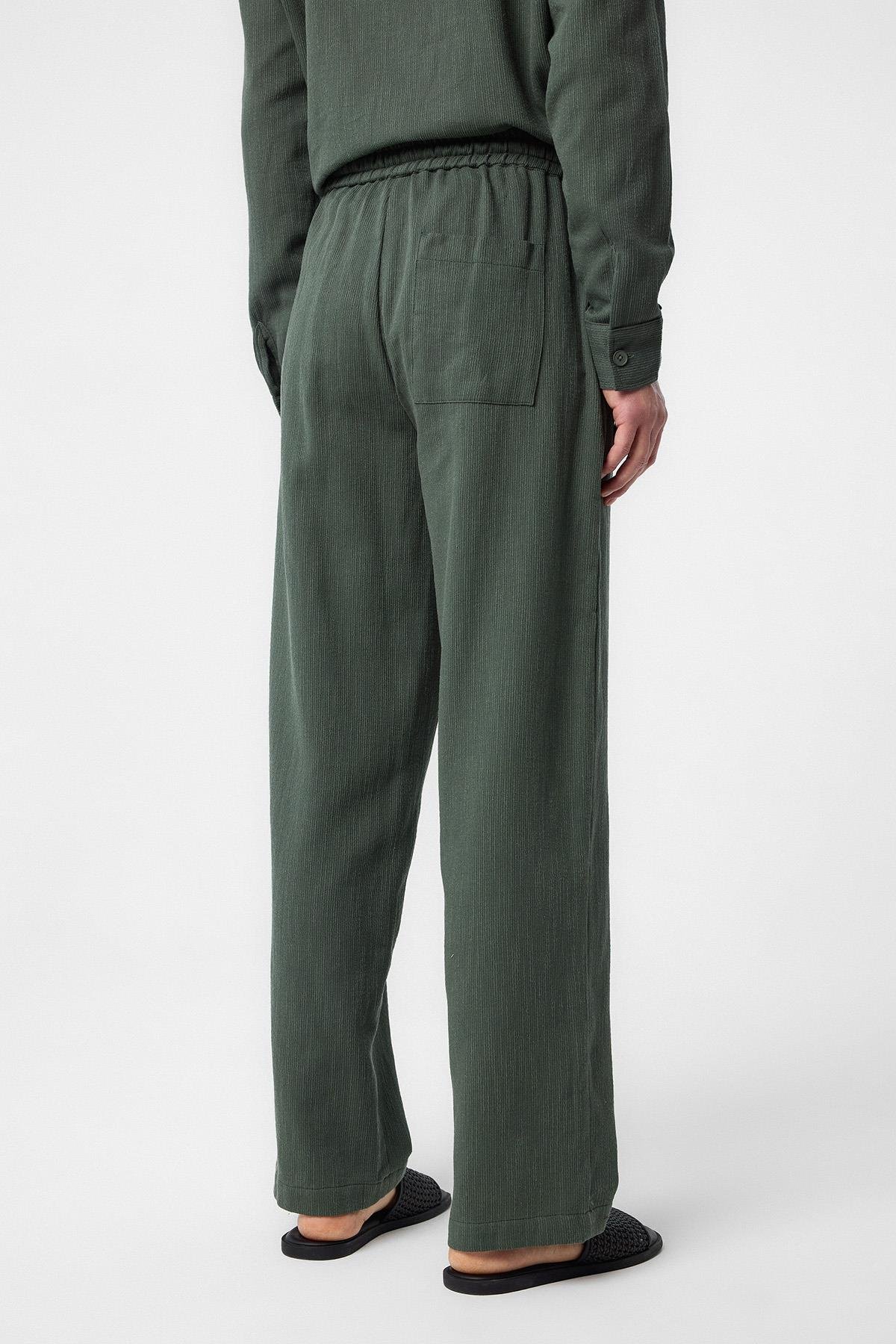 Antioch-Haki Dokulu Erkek Pantolon-Kumaş Pantolon-4-Milagron.com