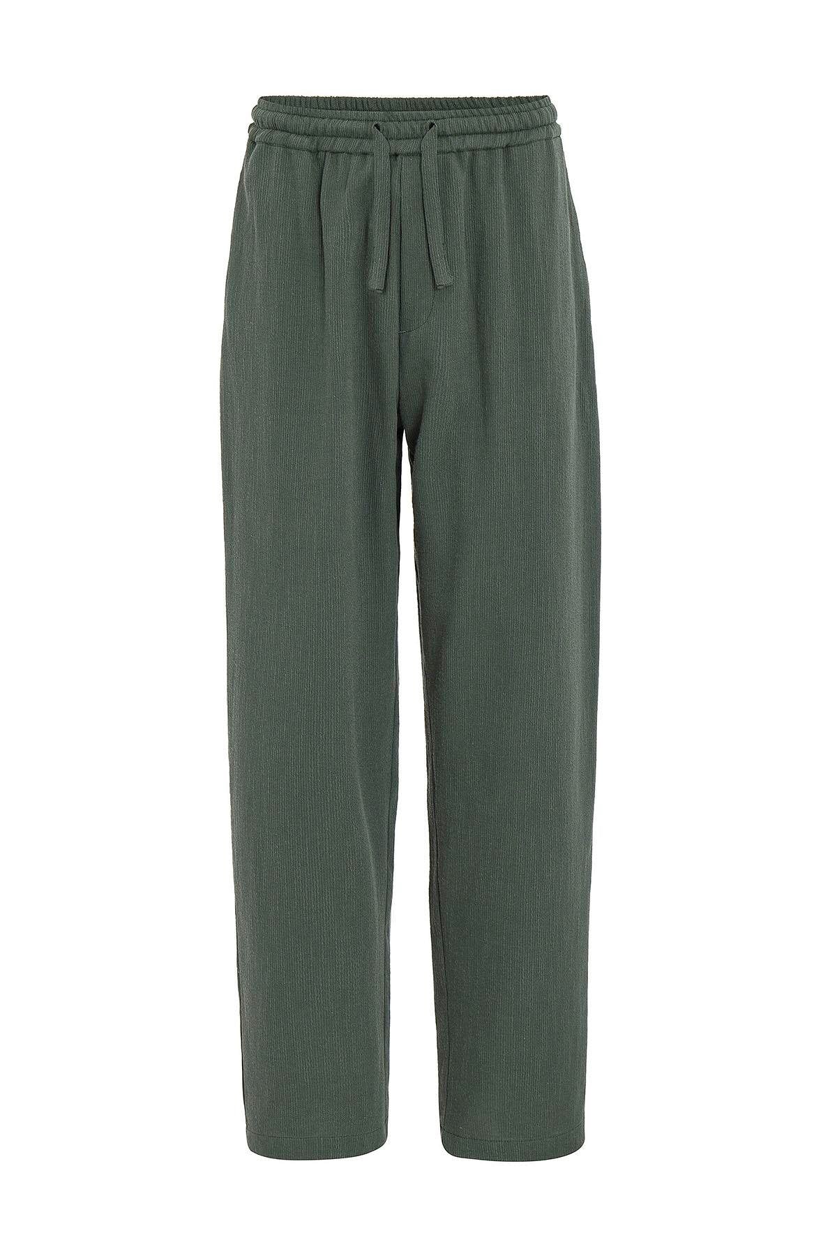 Antioch-Haki Dokulu Erkek Pantolon-Kumaş Pantolon-5-Milagron.com