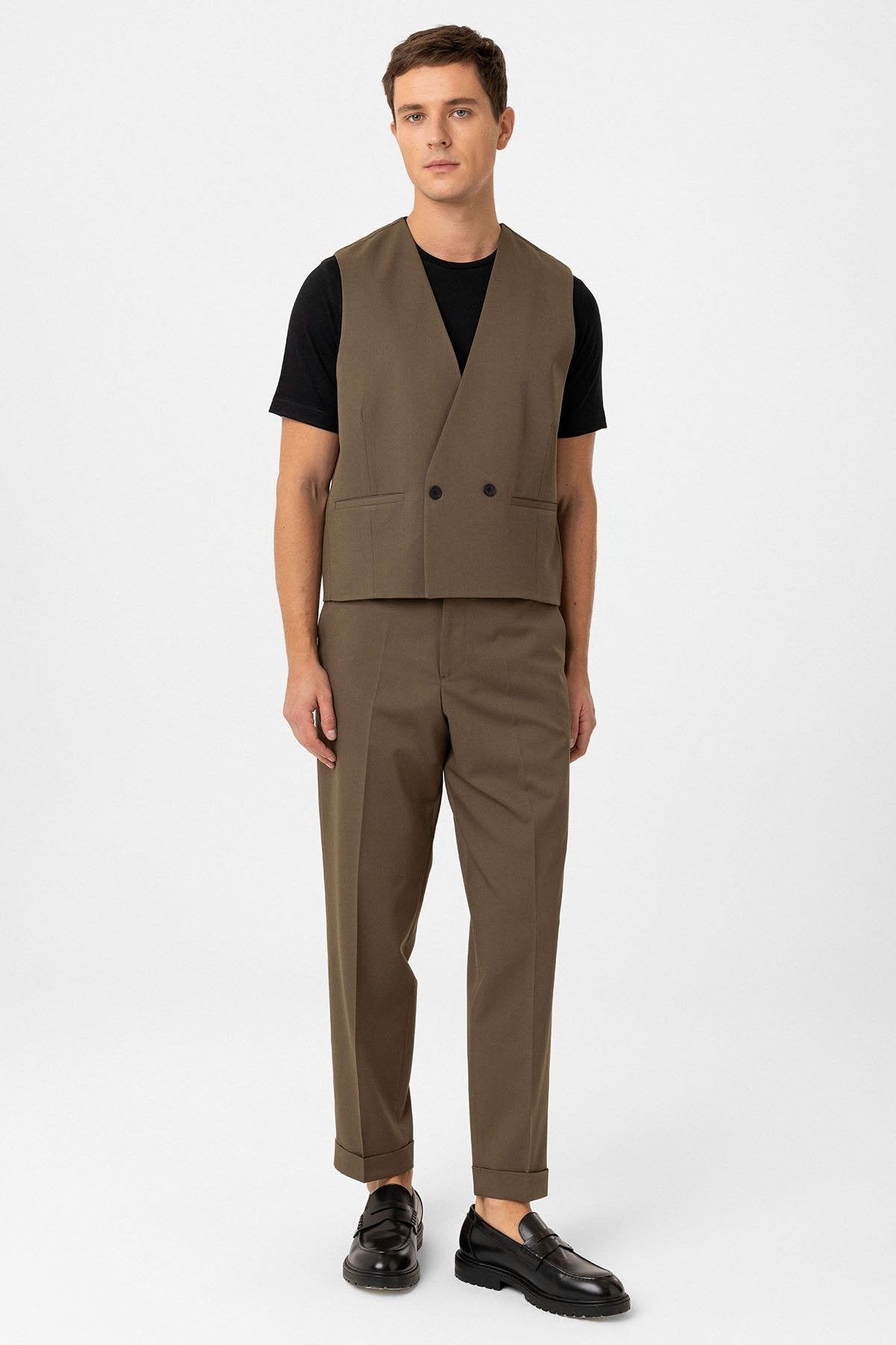 Antioch-Haki Erkek Teknik Relax Fit Yelek-Yelek-2-Milagron.com