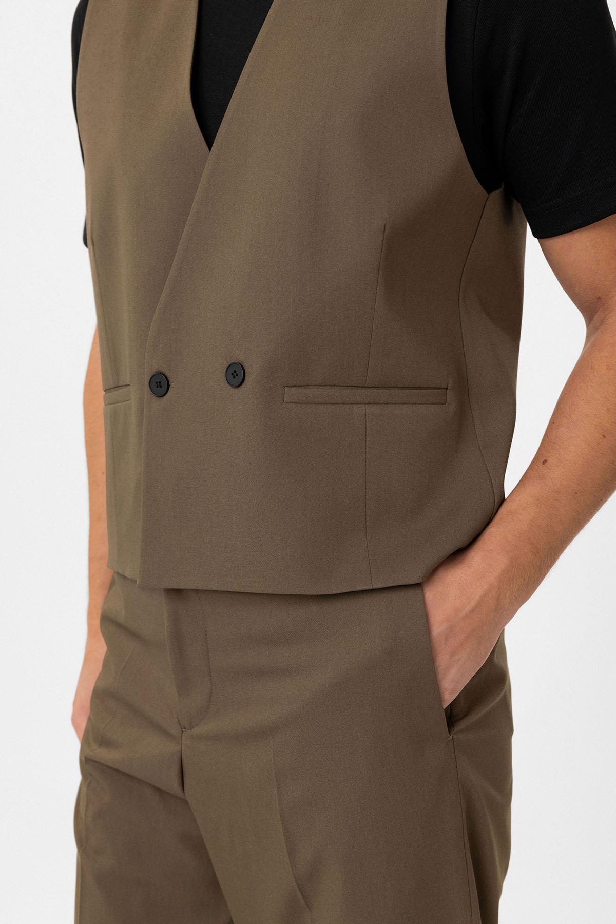 Antioch-Haki Erkek Teknik Relax Fit Yelek-Yelek-3-Milagron.com