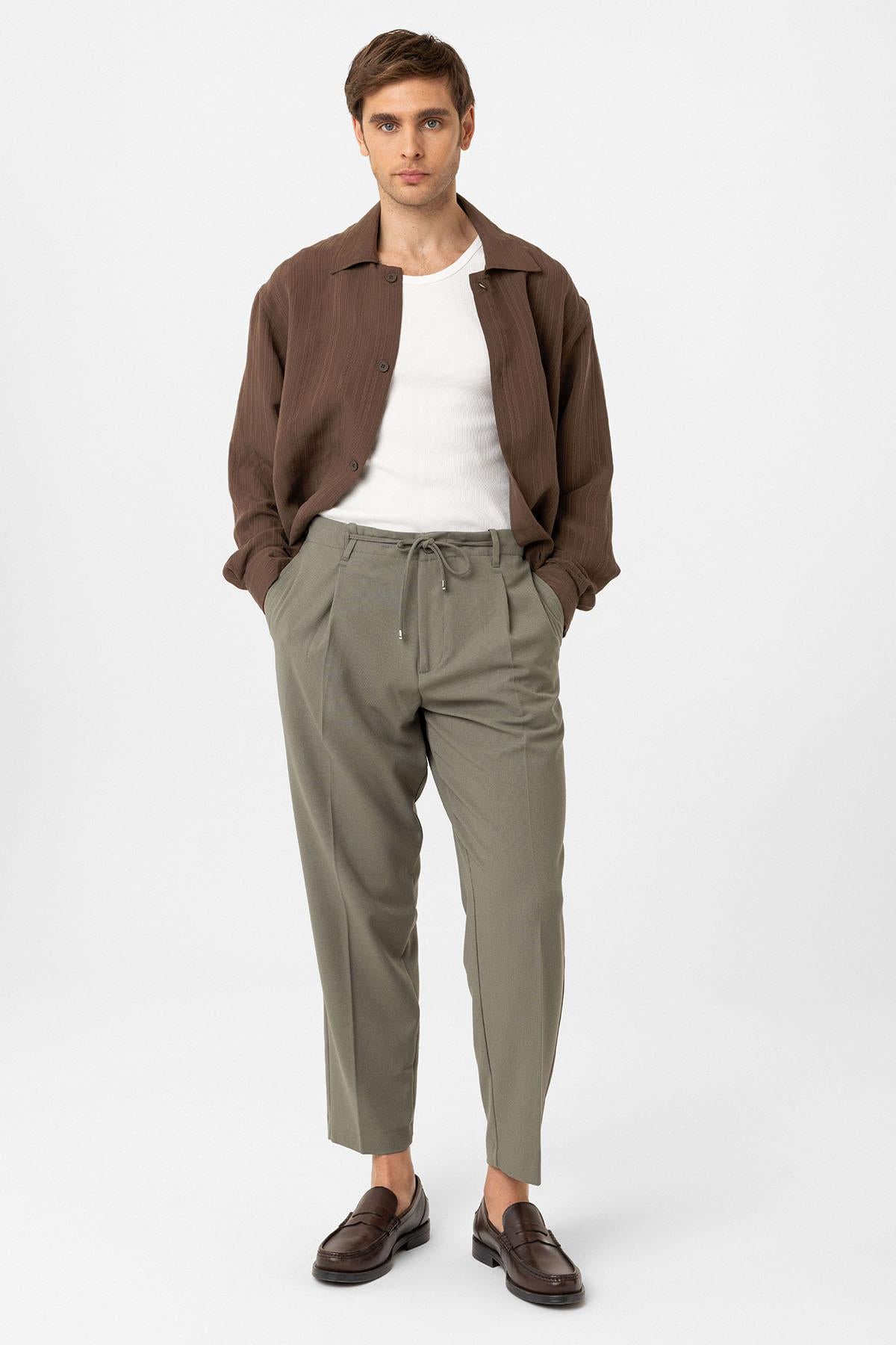 Antioch-Haki Jogger Relaxed Fit Erkek Pantolon-Kumaş Pantolon-3-Milagron.com