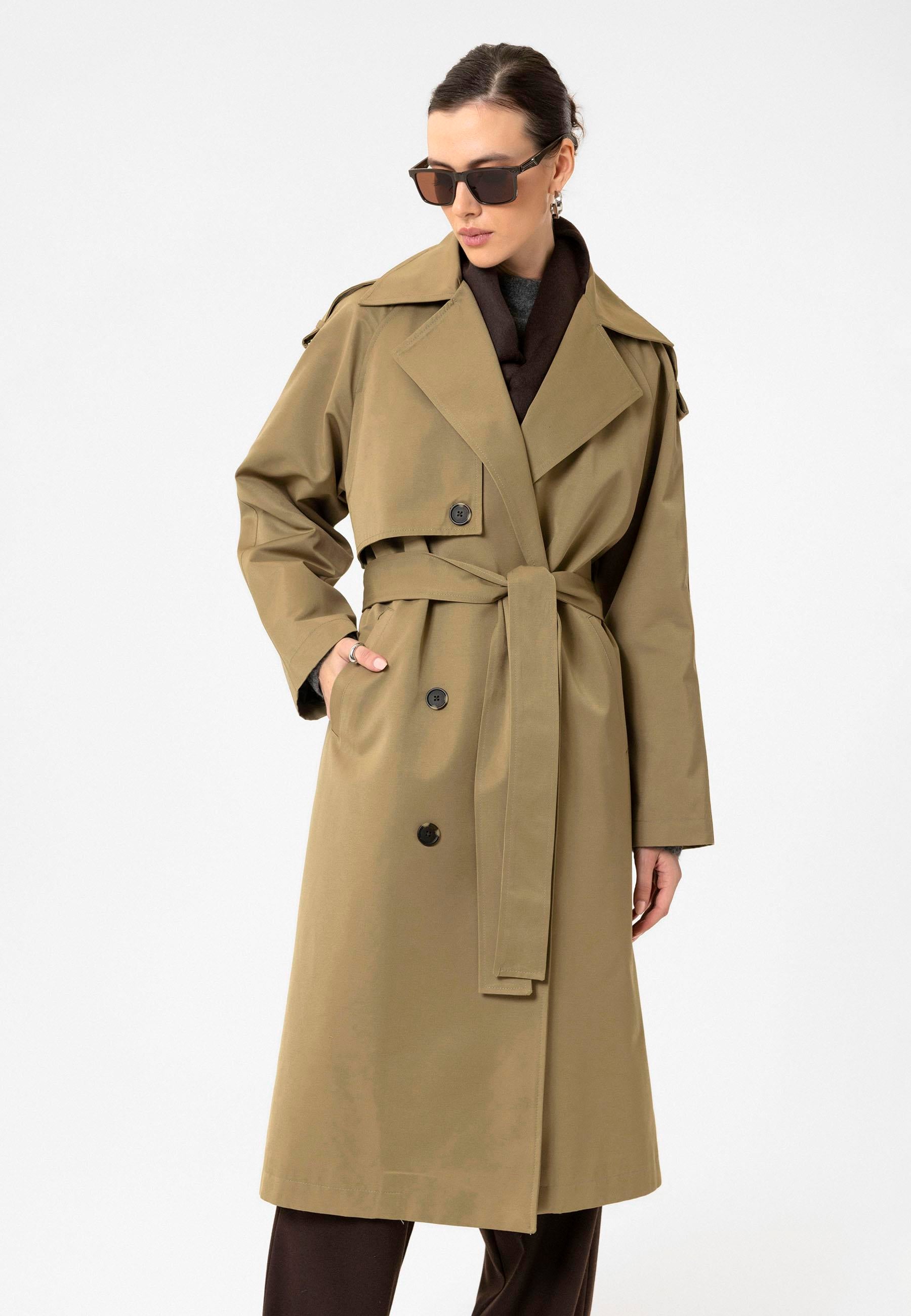 Antioch-Haki Kadın Kemerli Uzun Trençkot-Trençkot-2-Milagron.com