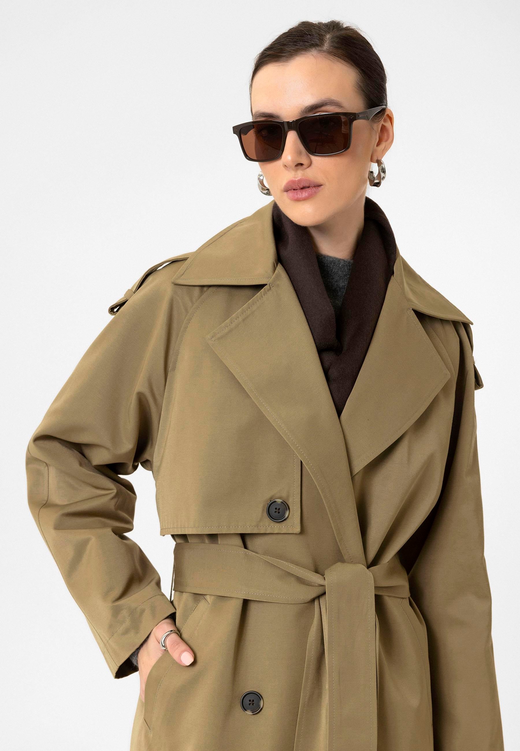 Antioch-Haki Kadın Kemerli Uzun Trençkot-Trençkot-5-Milagron.com