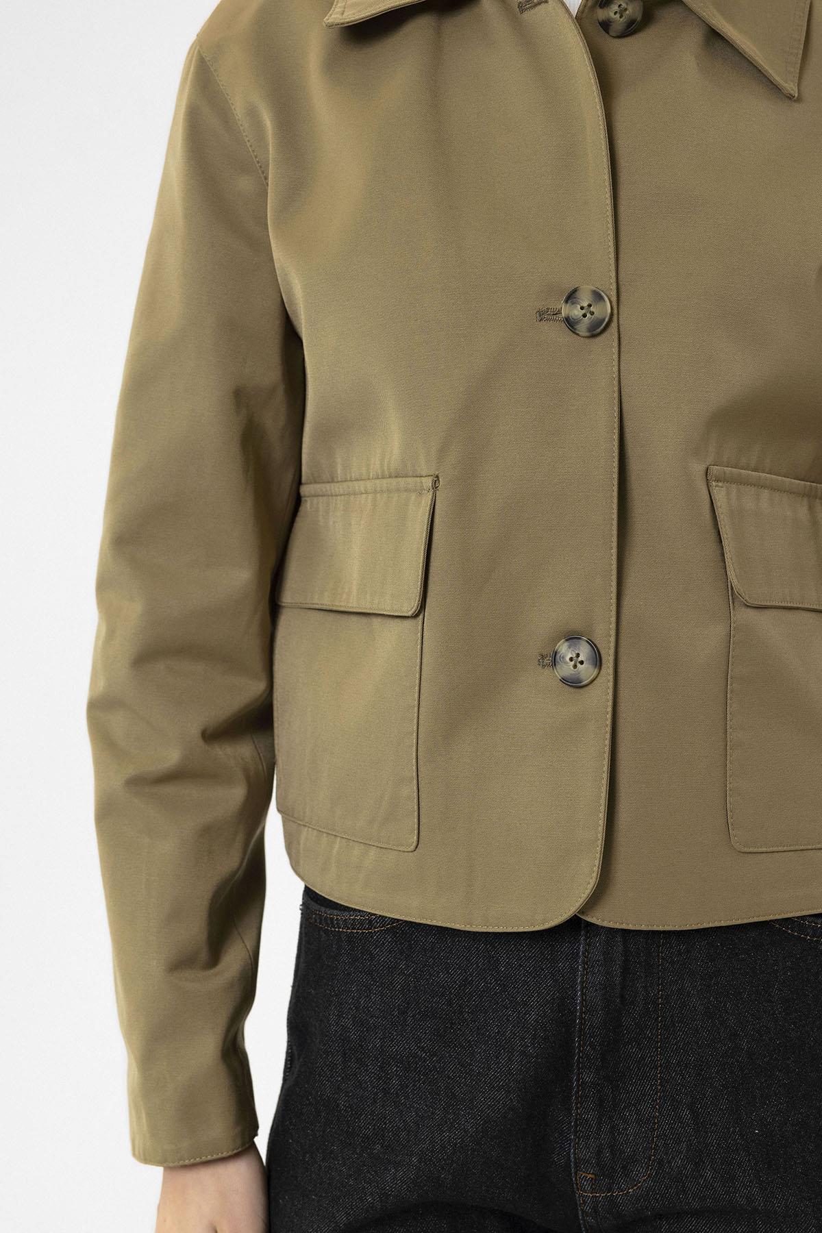 Antioch-Haki Kadın Mevsimlik İnce Kısa Ceket-Ceket-7-Milagron.com