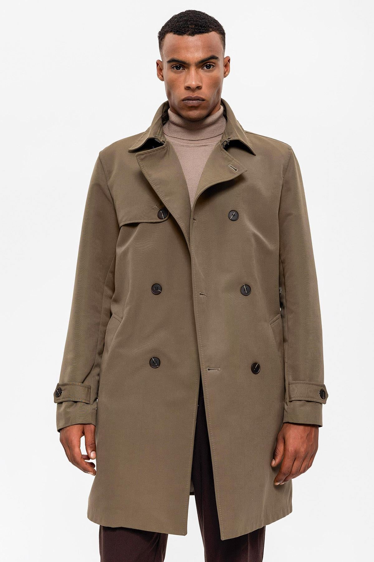 Antioch-Haki Kuşaklı Kruvaze Trençkot-Trençkot-2-Milagron.com