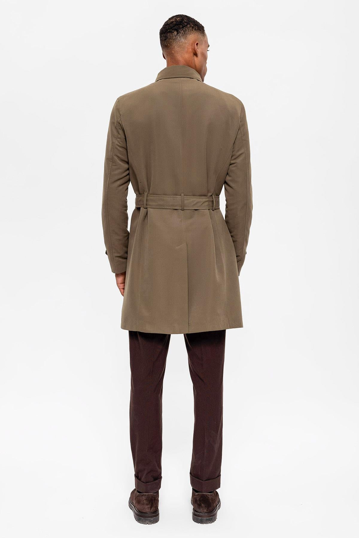 Antioch-Haki Kuşaklı Kruvaze Trençkot-Trençkot-7-Milagron.com