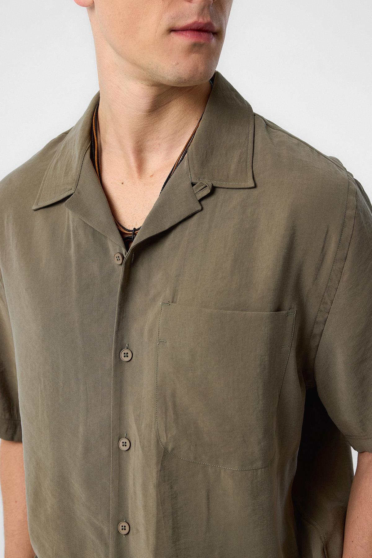 Antioch-Antioch Haki Modal Kumaş Erkek Gömlek-Gömlek-3-Milagron.com