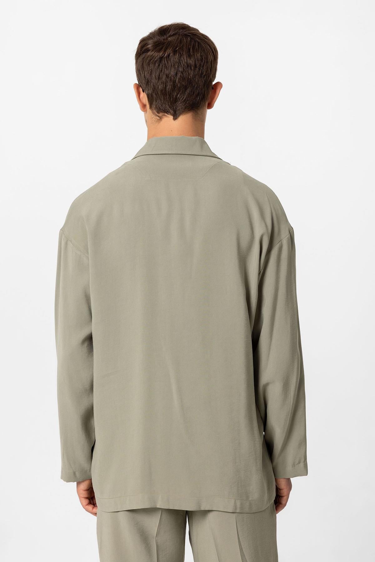 Antioch-Haki Oversize Astarsız Erkek Blazer Ceket-Ceket-6-Milagron.com