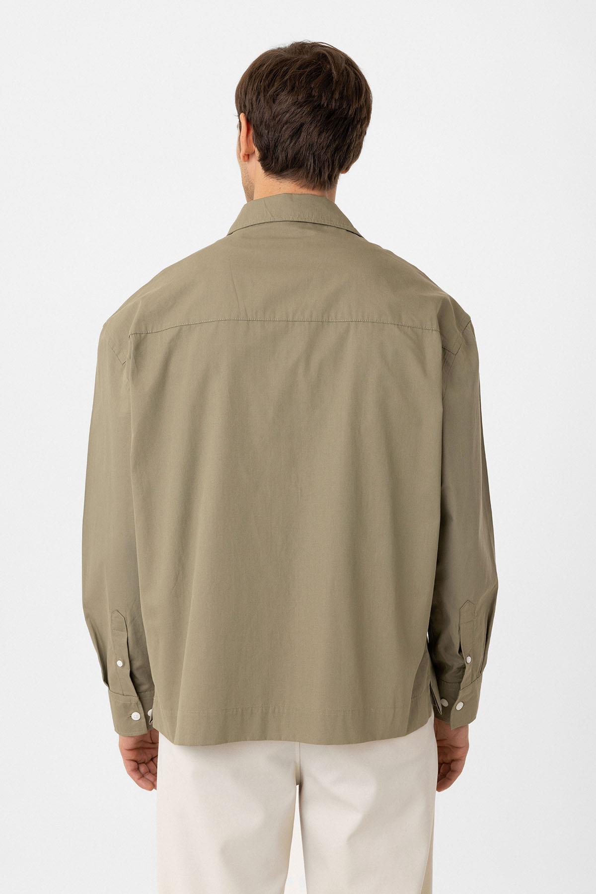 Antioch-Haki Pamuklu Relaxed Erkek Gömlek-Gömlek-6-Milagron.com