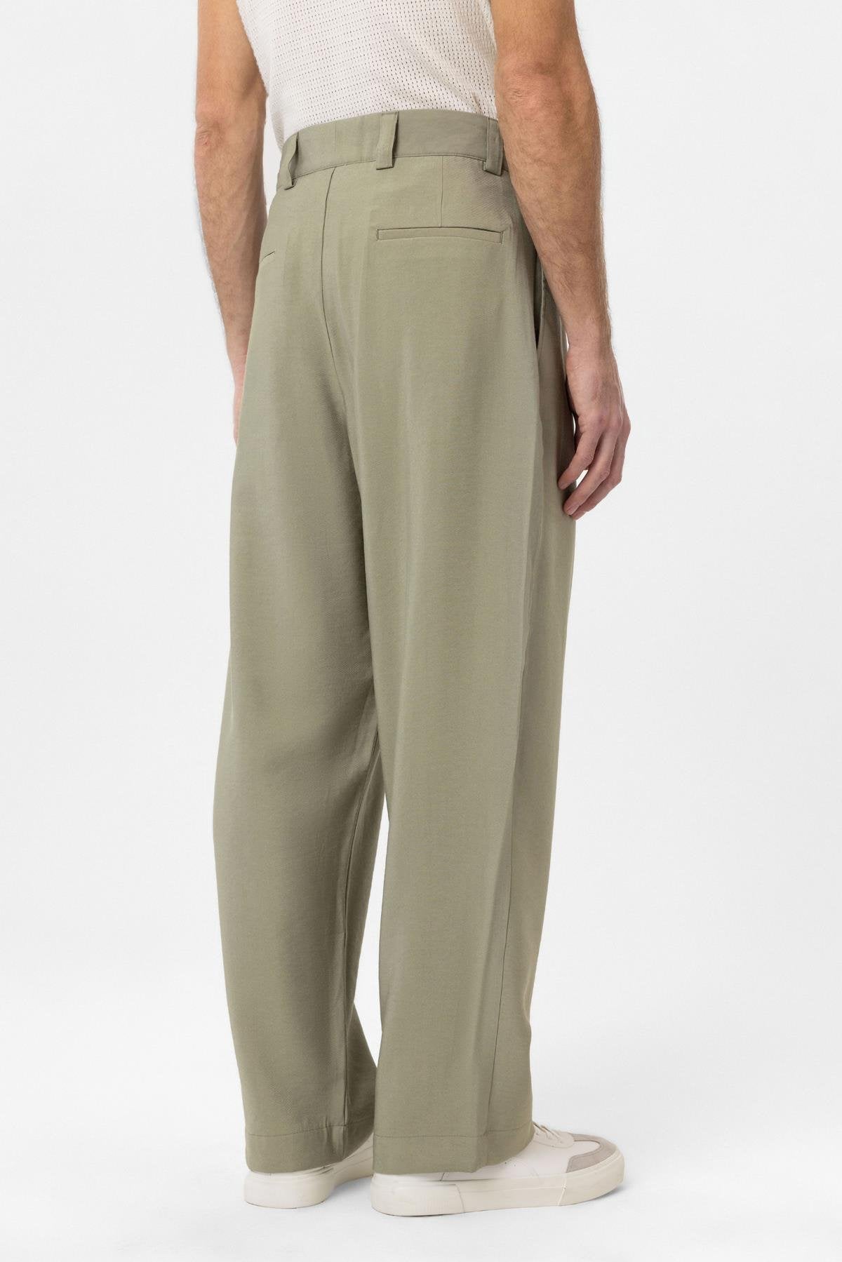 Antioch-Haki Pileli Baggy Fit Erkek Pantolon-Kumaş Pantolon-8-Milagron.com