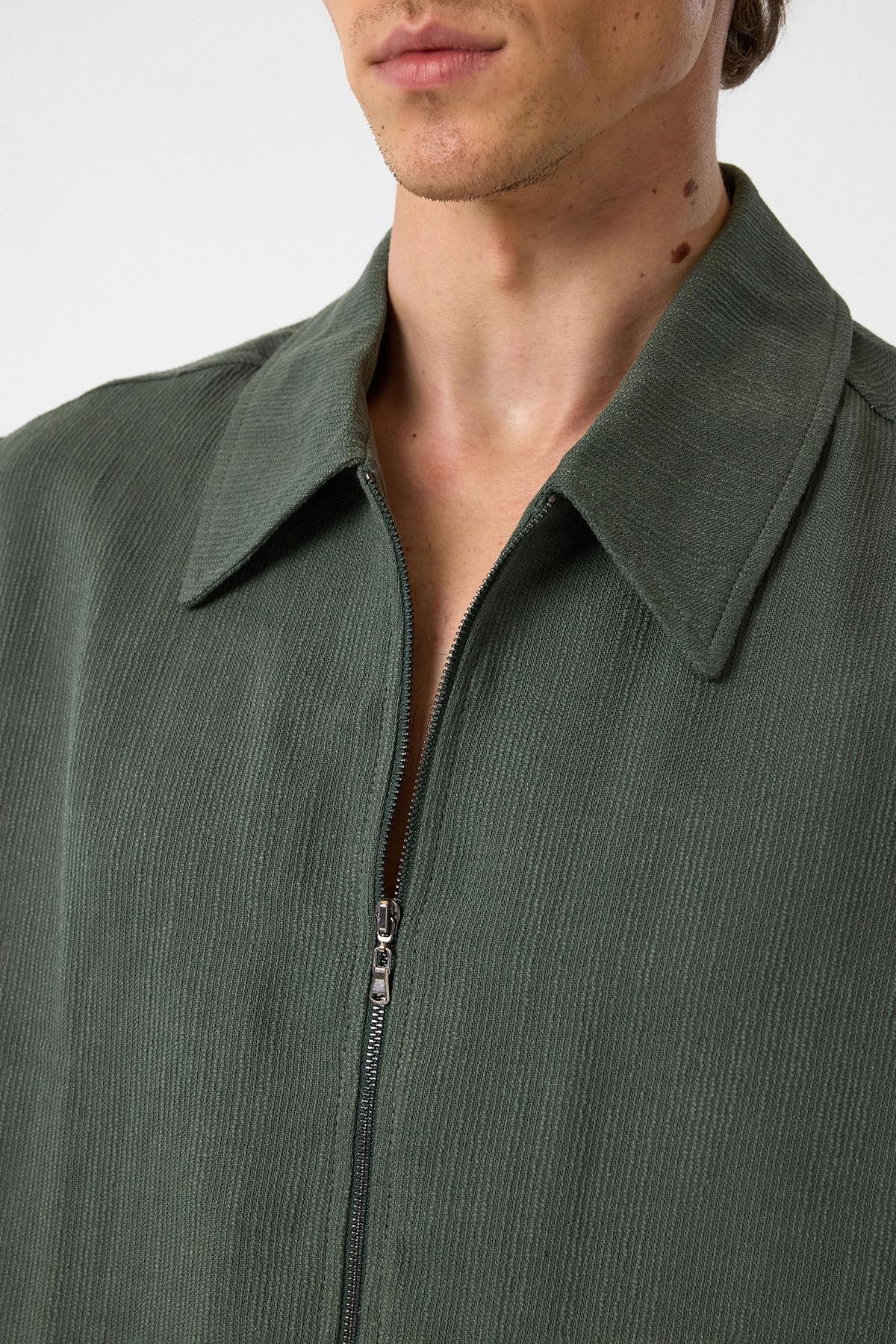 Antioch-Haki Polo Yaka Dokulu Erkek Yelek-Yelek-4-Milagron.com