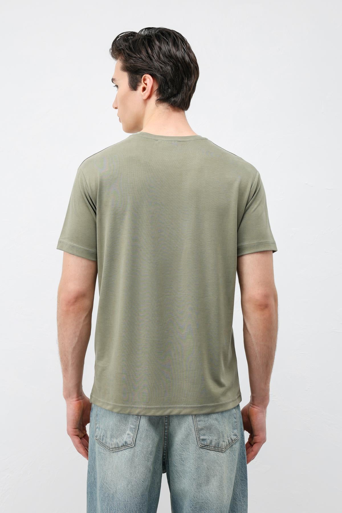 Antioch Haki Regular Fit Modal Teknik Kumaş Erkek T-Shirt