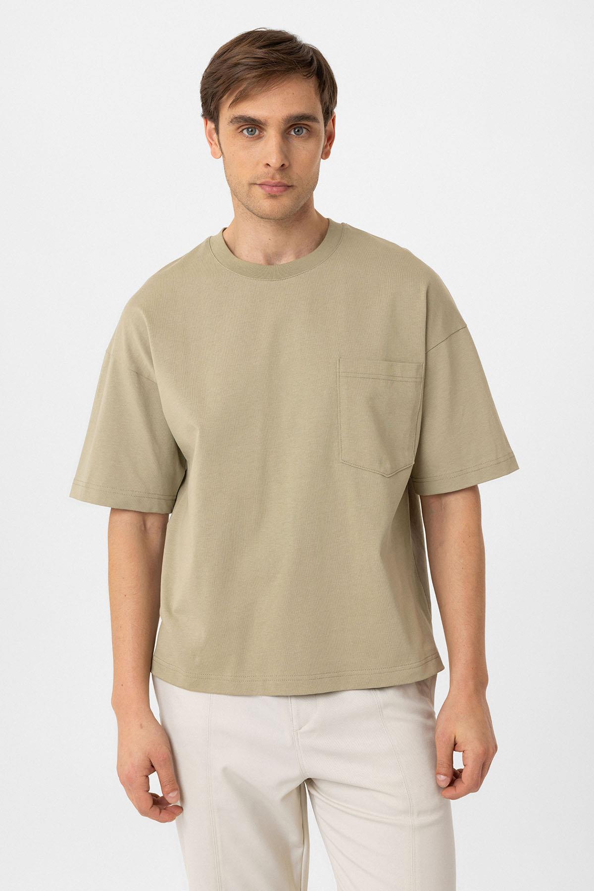 Antioch-Haki Relaxed Basic Erkek T Shirt-T-Shirts-1-Milagron.com