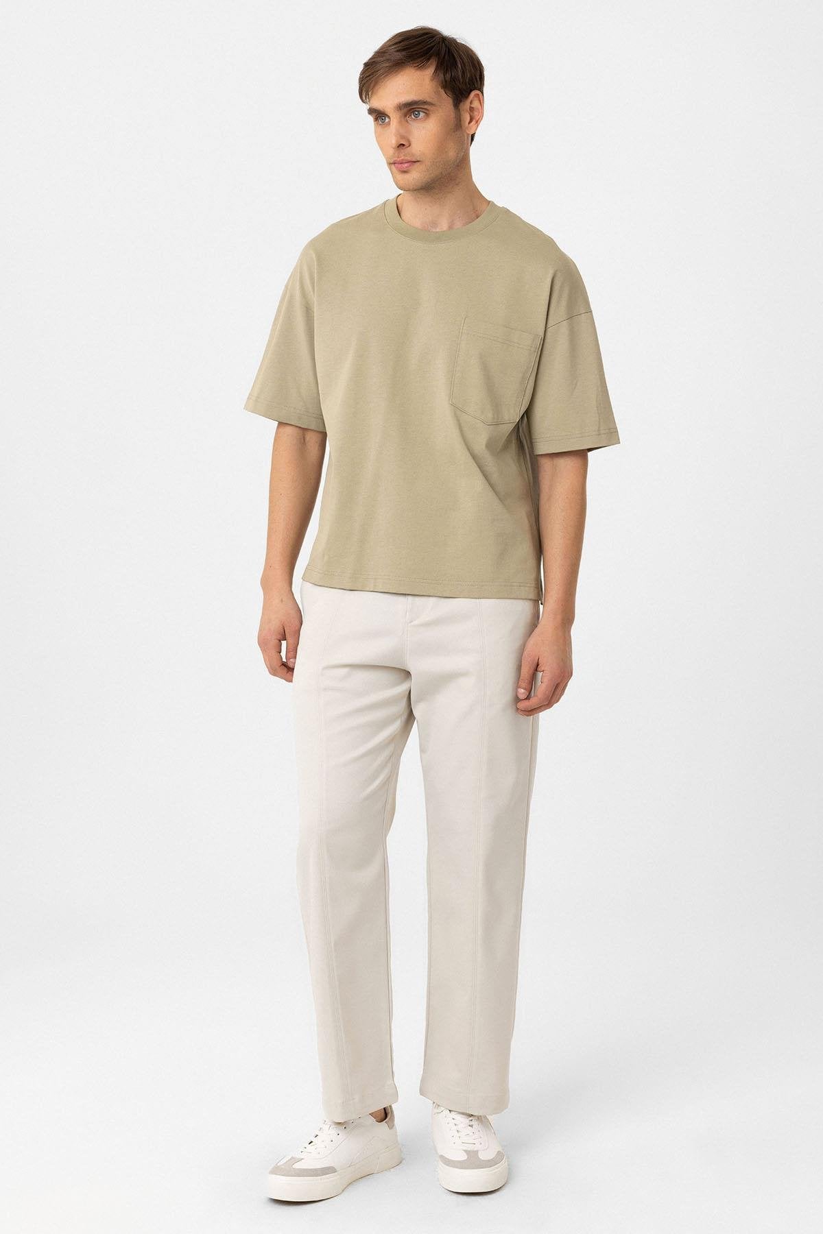 Antioch-Haki Relaxed Basic Erkek T Shirt-T-Shirts-2-Milagron.com