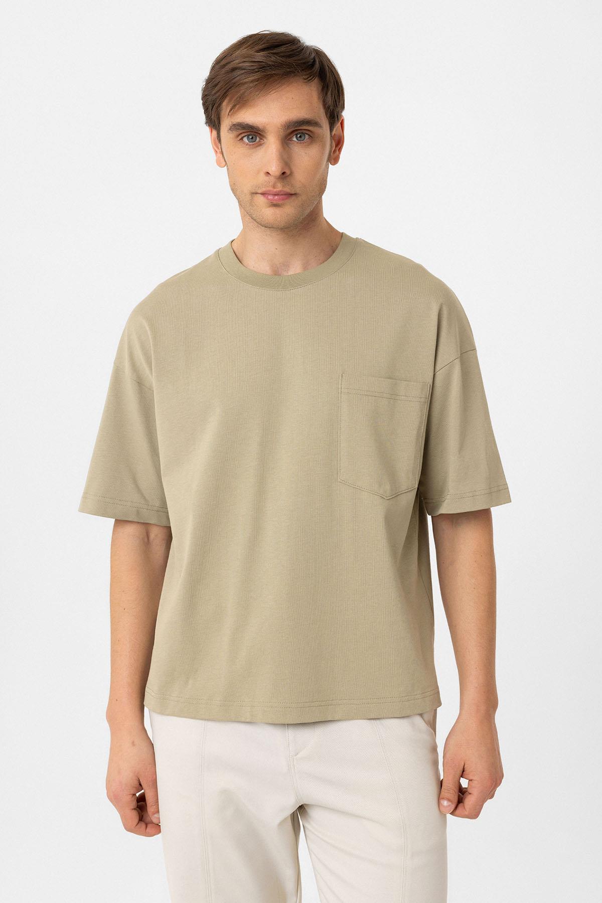 Antioch-Haki Relaxed Basic Erkek T Shirt-T-Shirts-3-Milagron.com