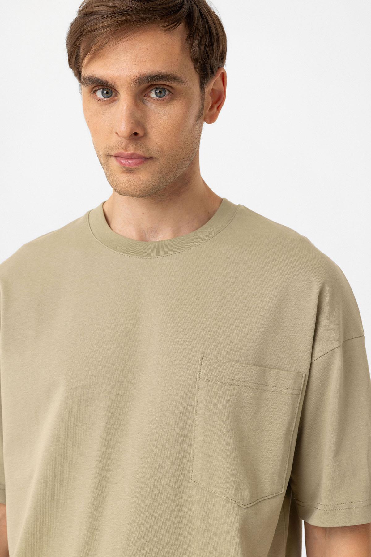 Antioch-Haki Relaxed Basic Erkek T Shirt-T-Shirts-4-Milagron.com