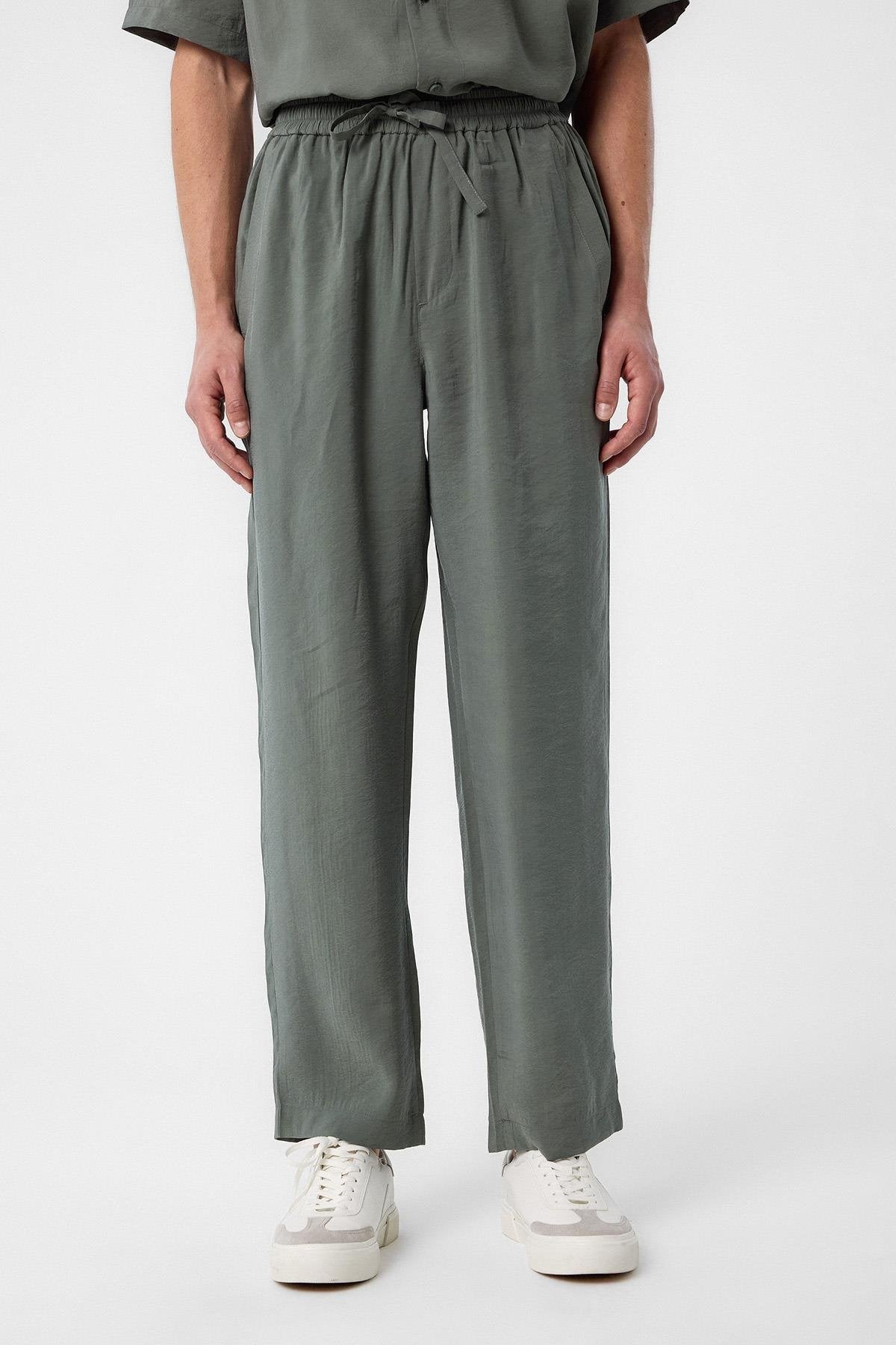 Antioch-Haki Relaxed Erkek Jogger Pantolon-Kumaş Pantolon-1-Milagron.com
