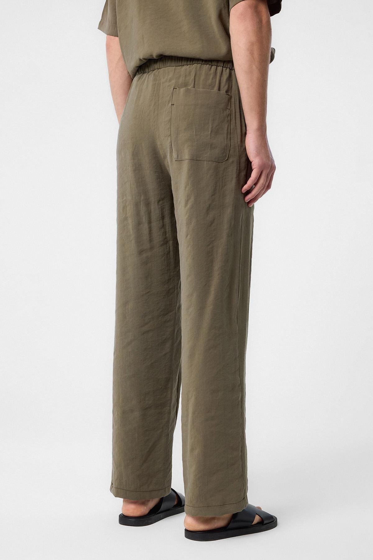 Antioch-Antioch Haki Relaxed Modal Kumaş Yüksek Bel Erkek Pantolon-Kumaş Pantolon-3-Milagron.com