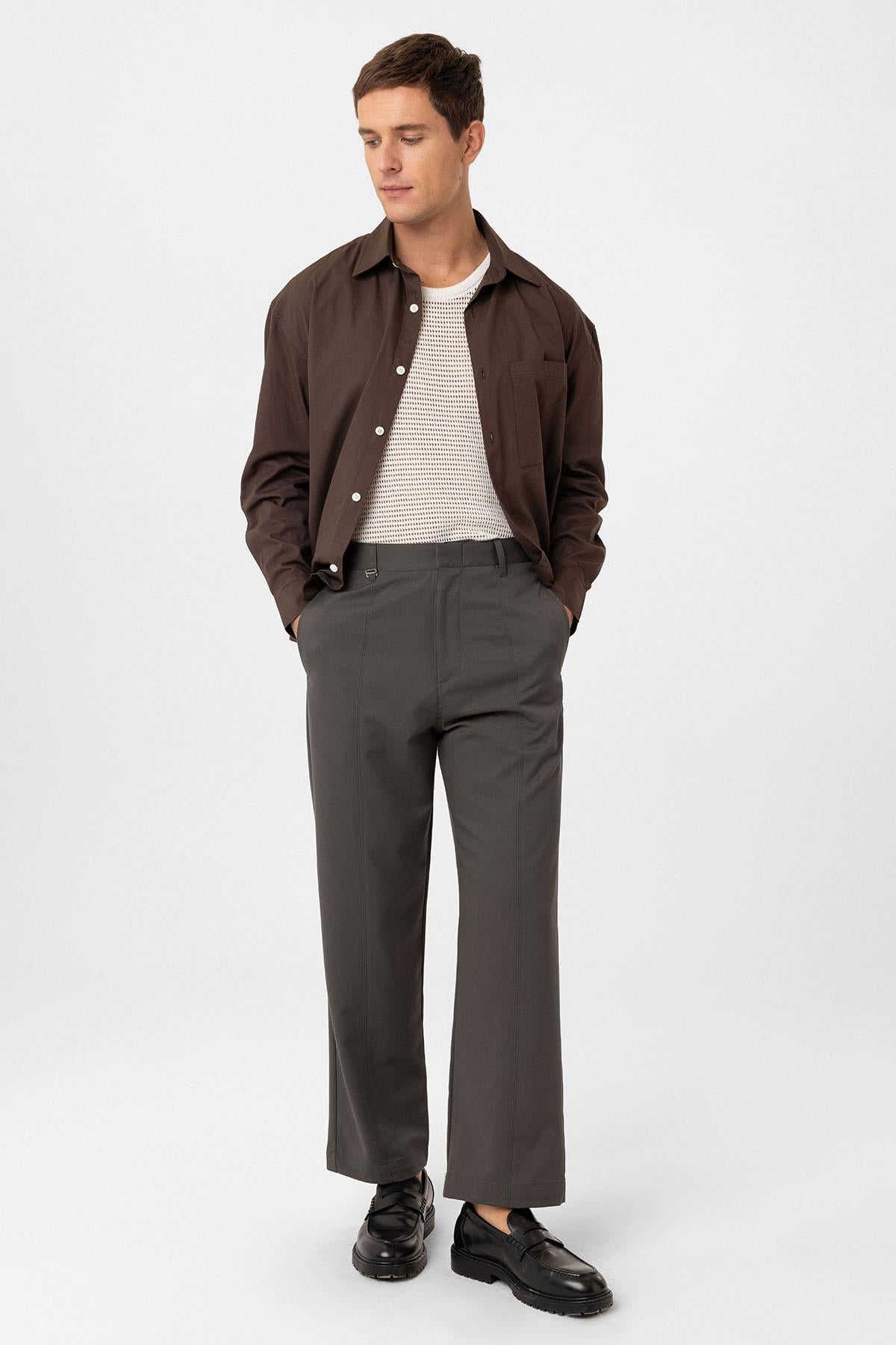 Antioch-Haki Straight Fit Erkek Pantolon-Kumaş Pantolon-2-Milagron.com