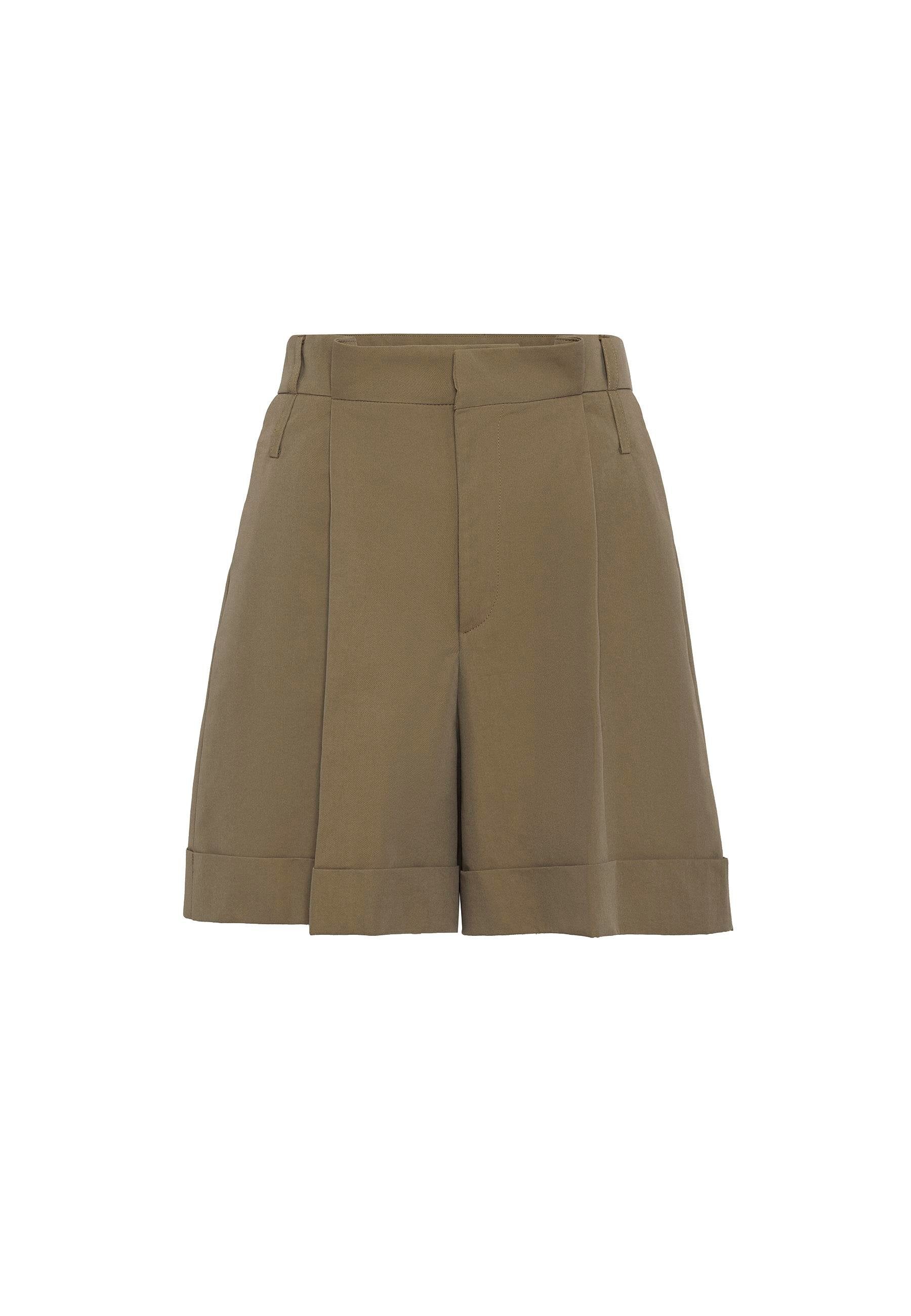 Antioch-Haki Yüksek Bel Pensli Kadın Bermuda Şort-Şort-5-Milagron.com