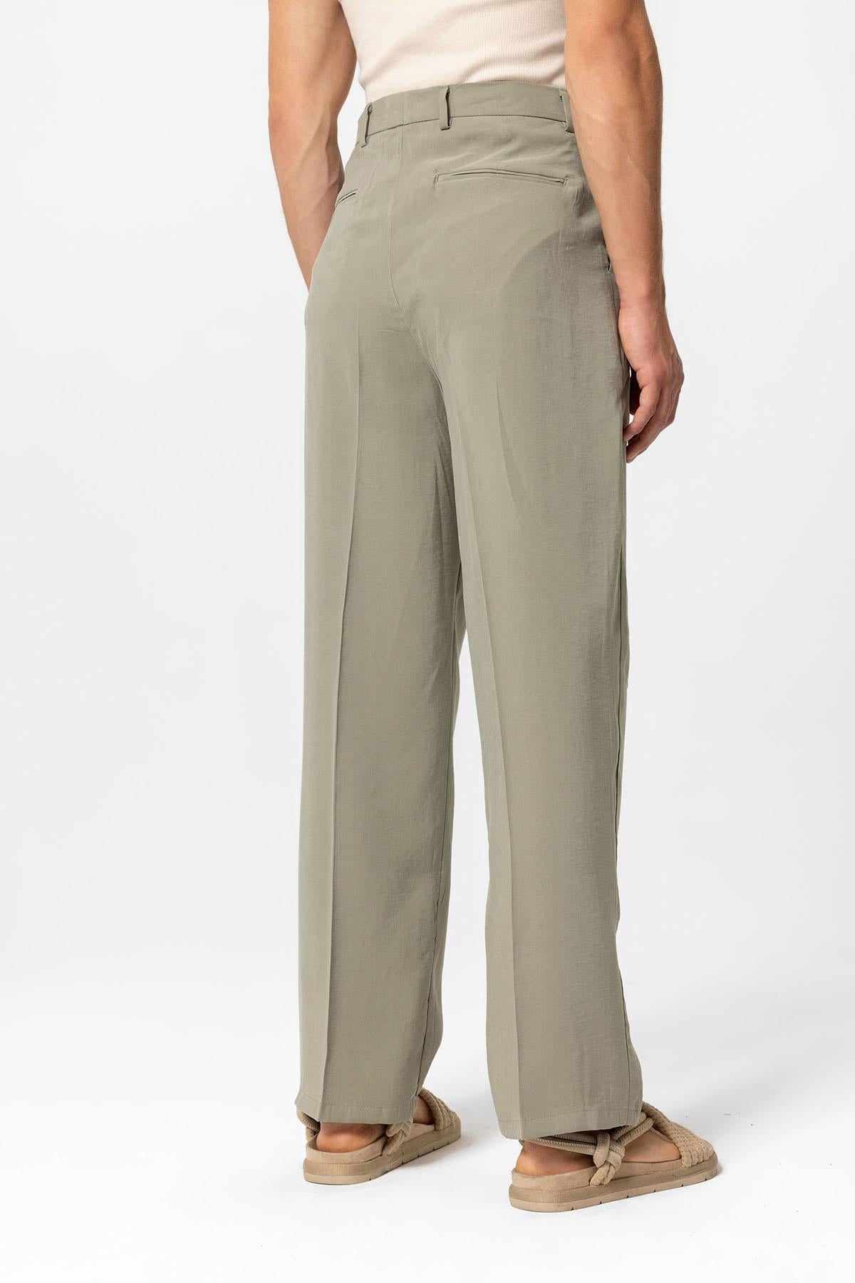 Antioch-Haki Yüksek Bel Pileli Baggy Erkek Pantolon-Pantolon-6-Milagron.com