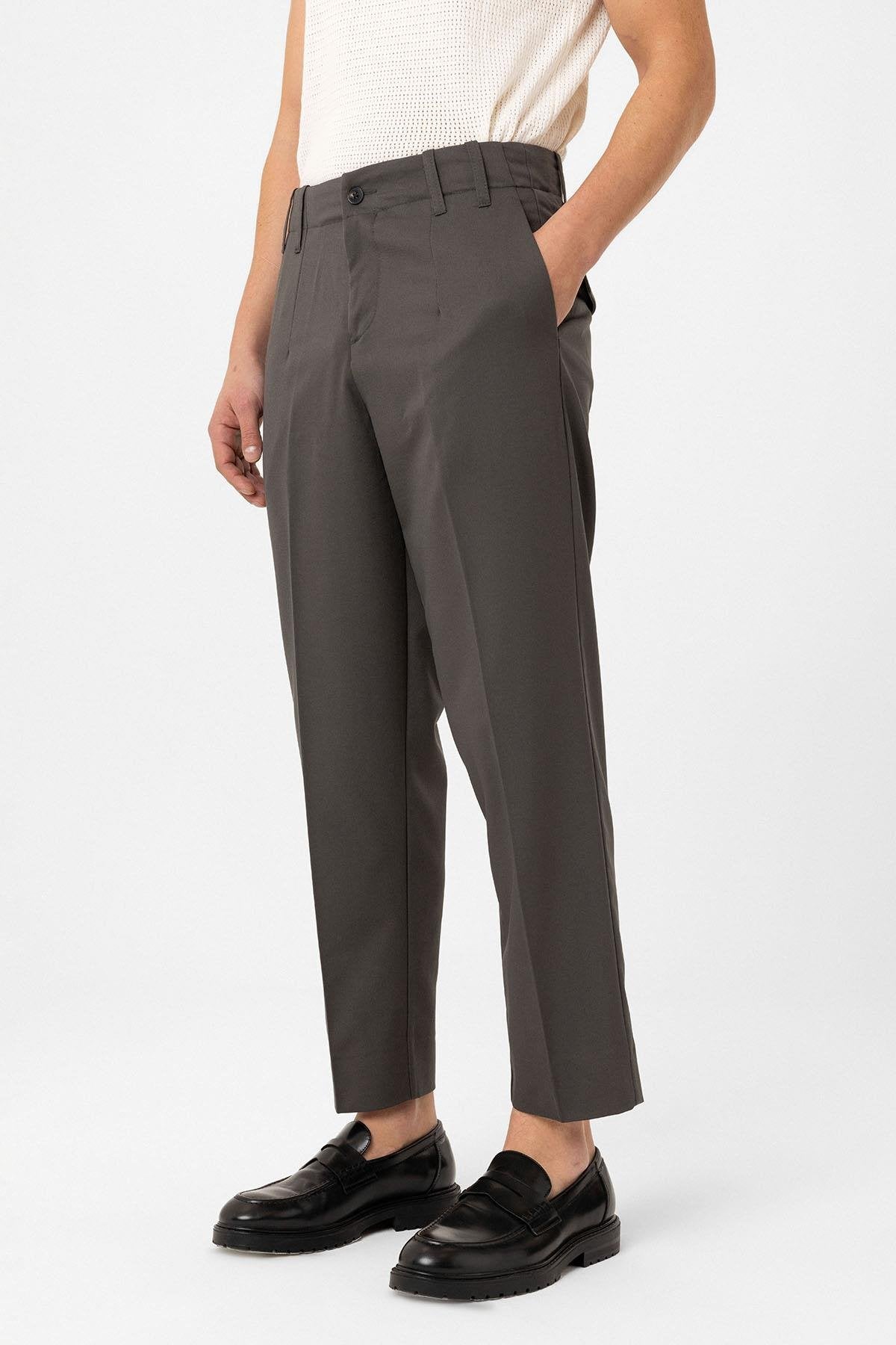 Antioch-Haki Yüksek Bel Straight Fit Erkek Pantolon-Kumaş Pantolon-1-Milagron.com