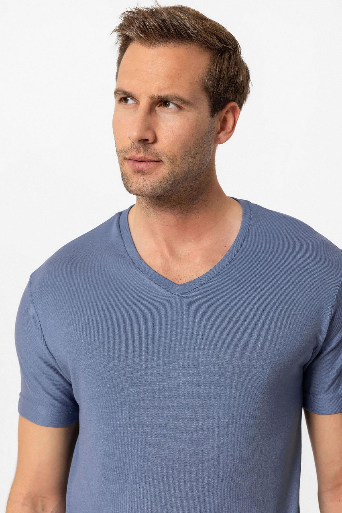 Antioch İNdigo Basic V Yaka Erkek T-Shirt