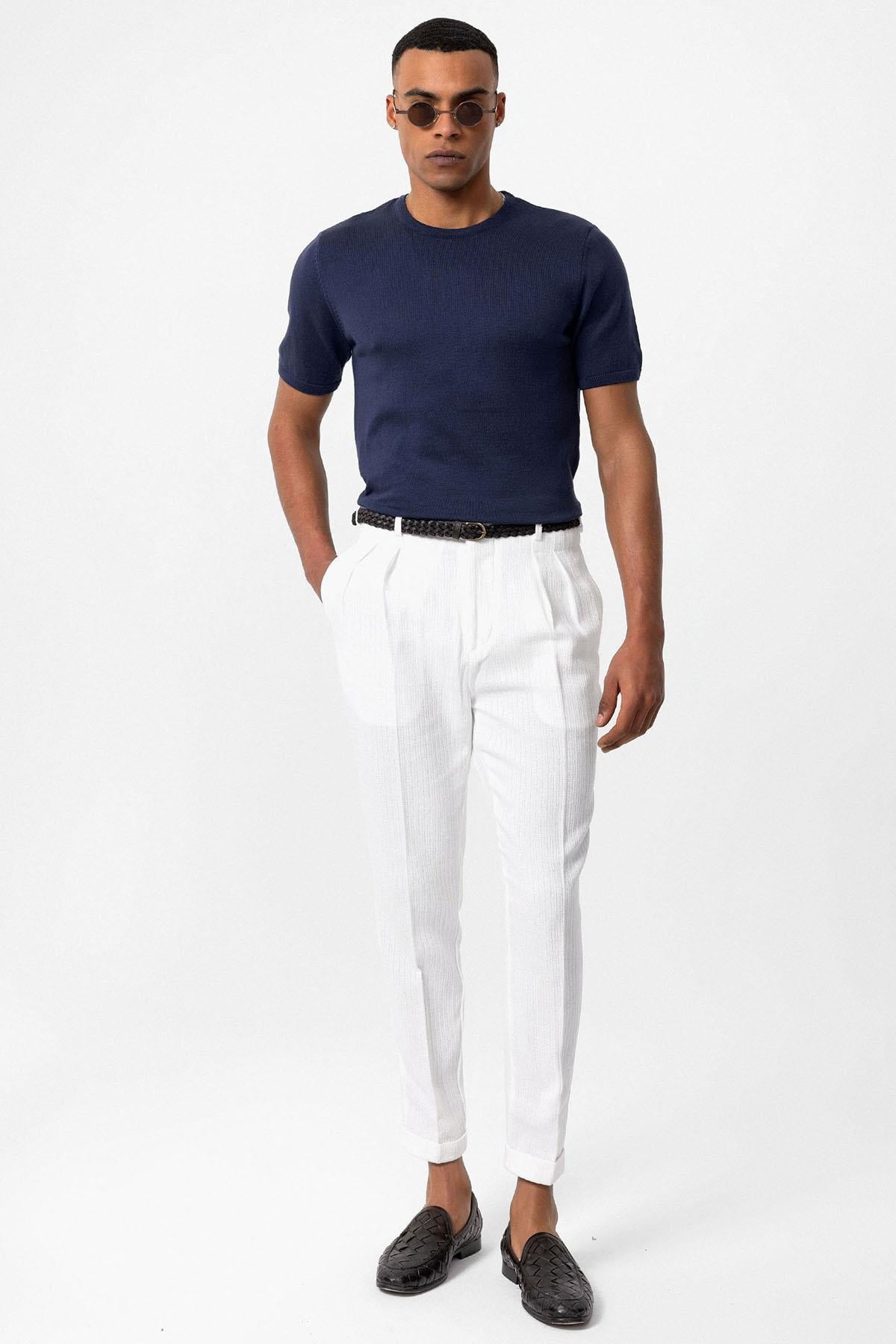 Antioch-İndigo Bisiklet Yaka Erkek Triko T Shirt-T-Shirts-2-Milagron.com