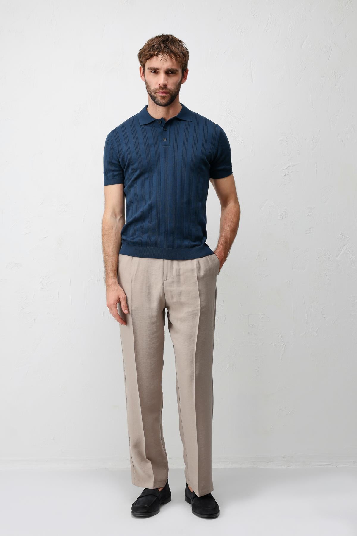 Antioch İNdigo Dokulu Triko Erkek Polo T-Shirt