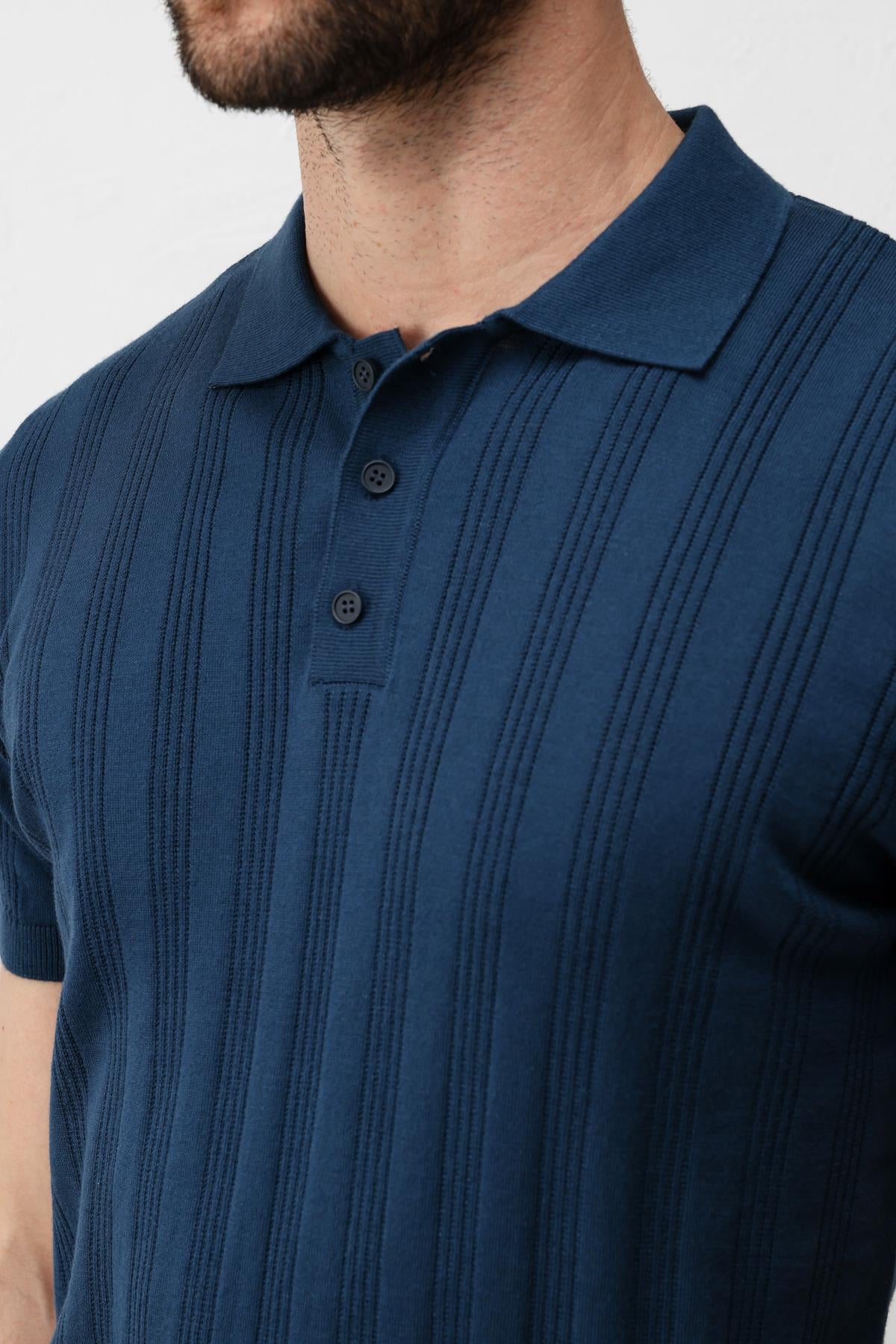 Antioch İNdigo Dokulu Triko Erkek Polo T-Shirt