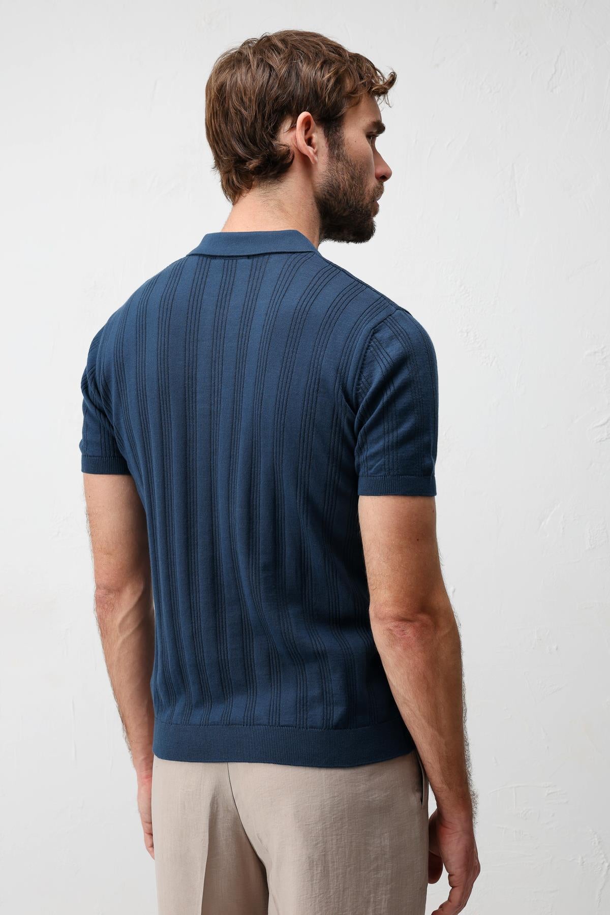 Antioch İNdigo Dokulu Triko Erkek Polo T-Shirt