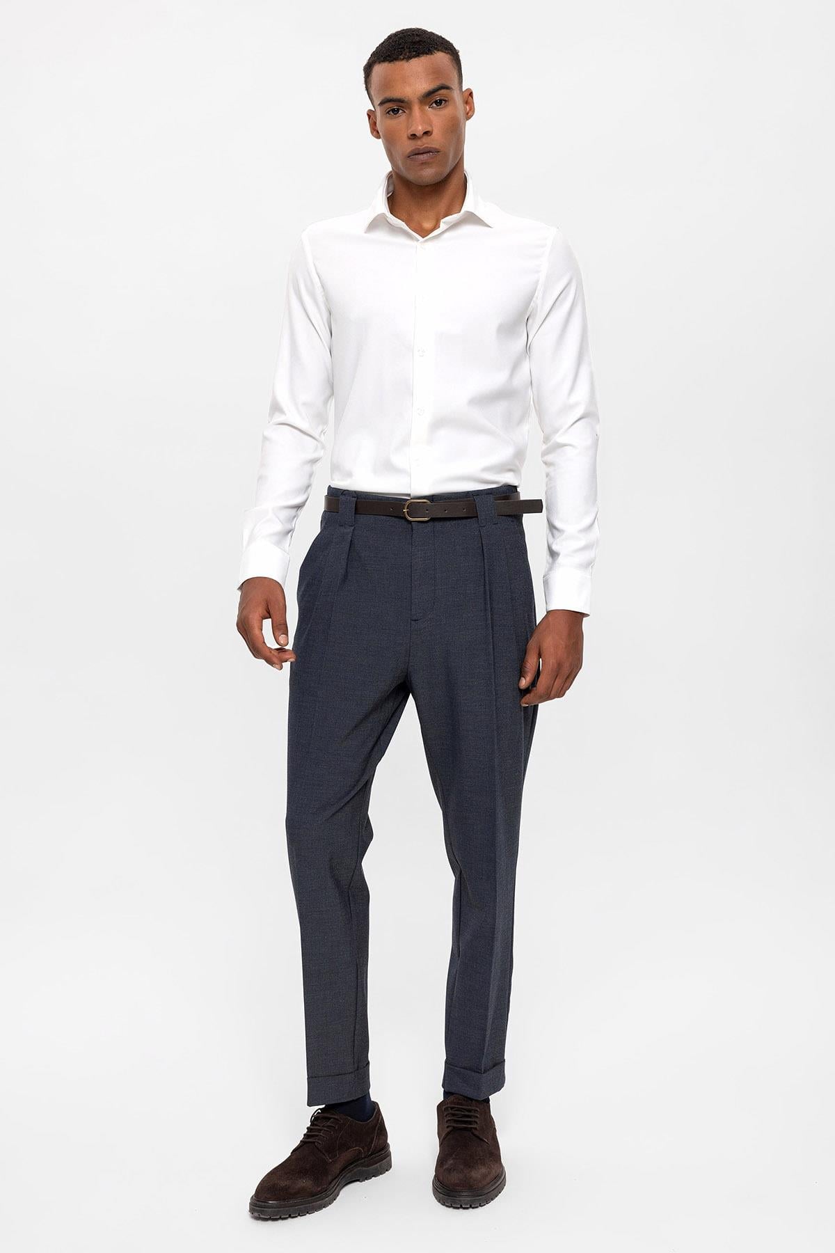 Antioch İndigo Kemerli Double Paça Pantolon